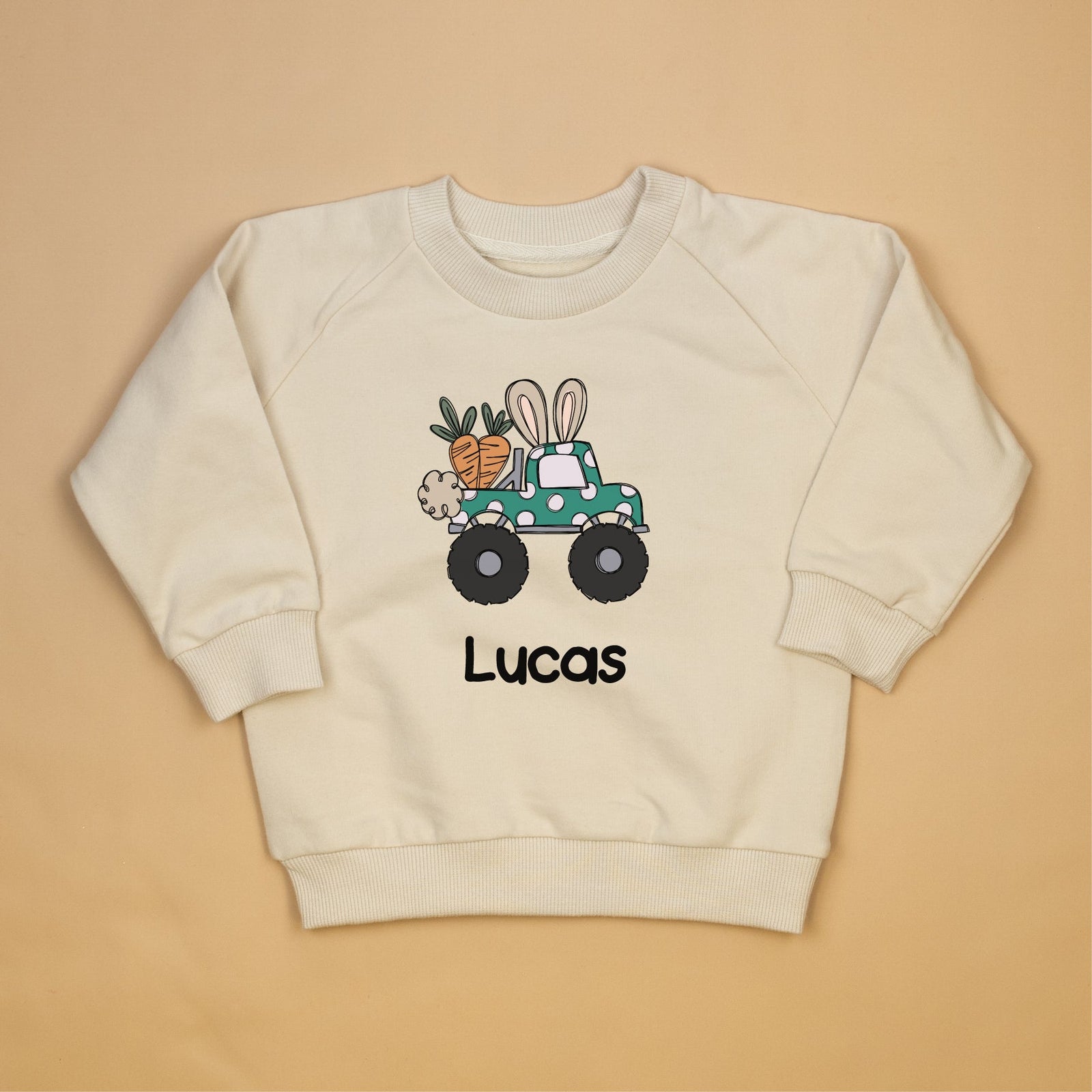 Cuddle Sleep Dream Easter Monster Truck | Cream Terry Sweatshirt