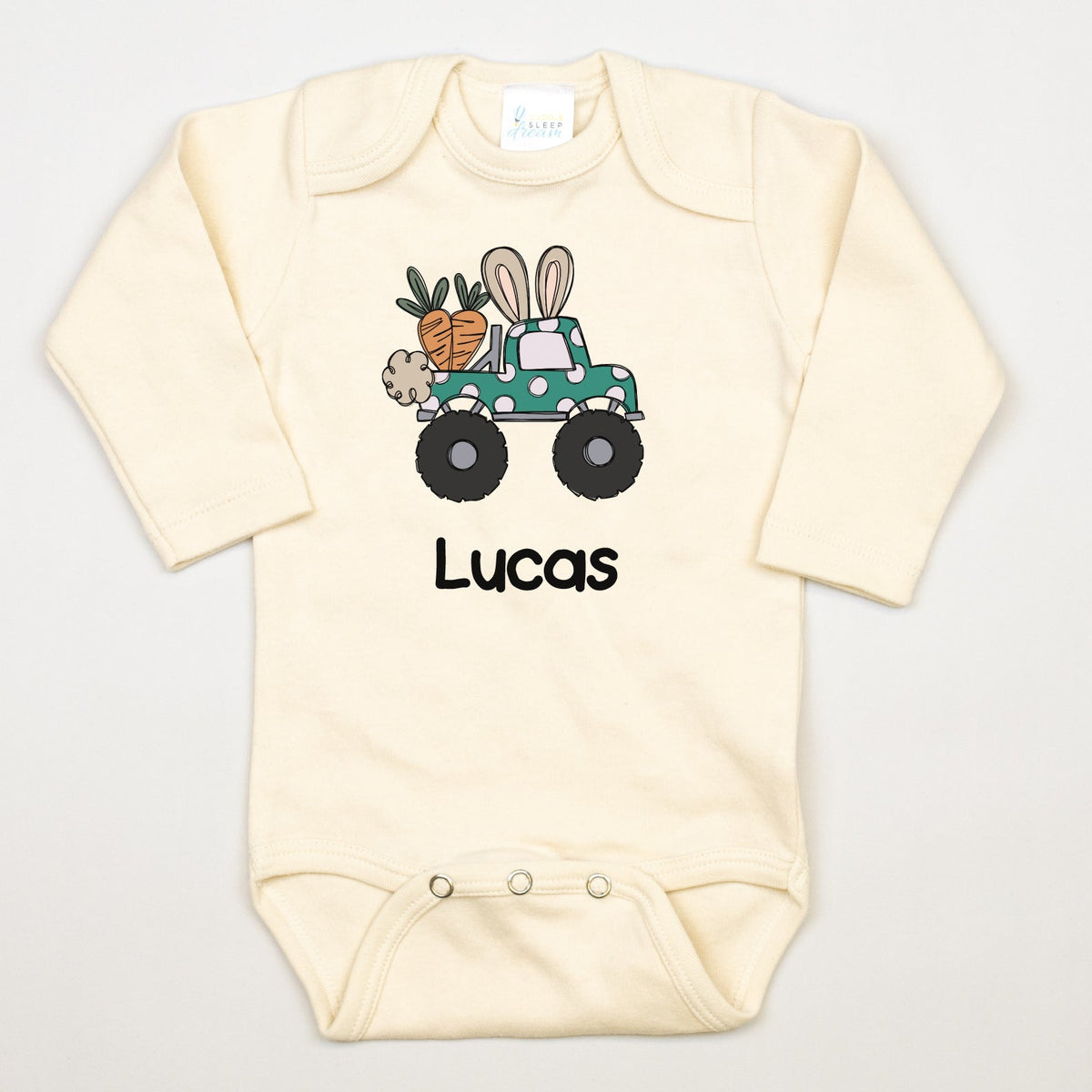 Cuddle Sleep Dream Baby One-Pieces Easter Monster Truck | Natural Bodysuit