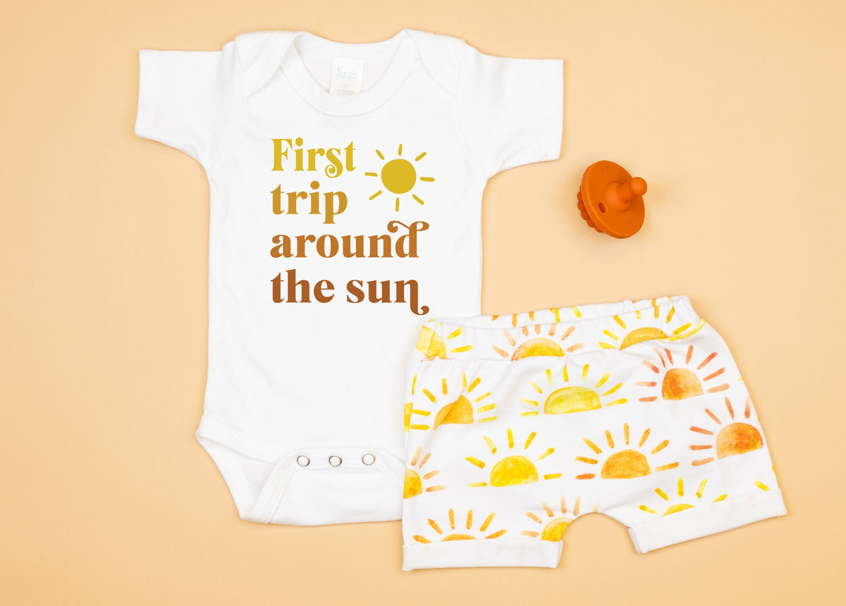 Cuddle Sleep Dream First Trip Around the Sun | White Bodysuit