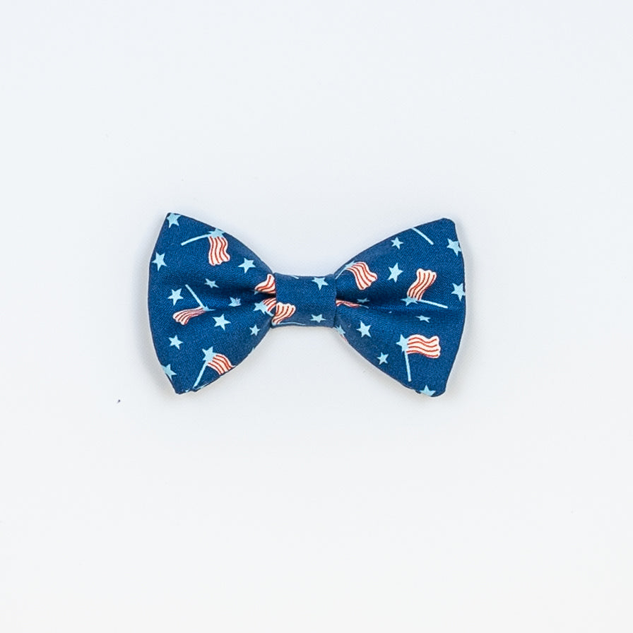 Cuddle Sleep Dream Bowtie Bodysuit Flags on Blue Bowtie Bodysuit