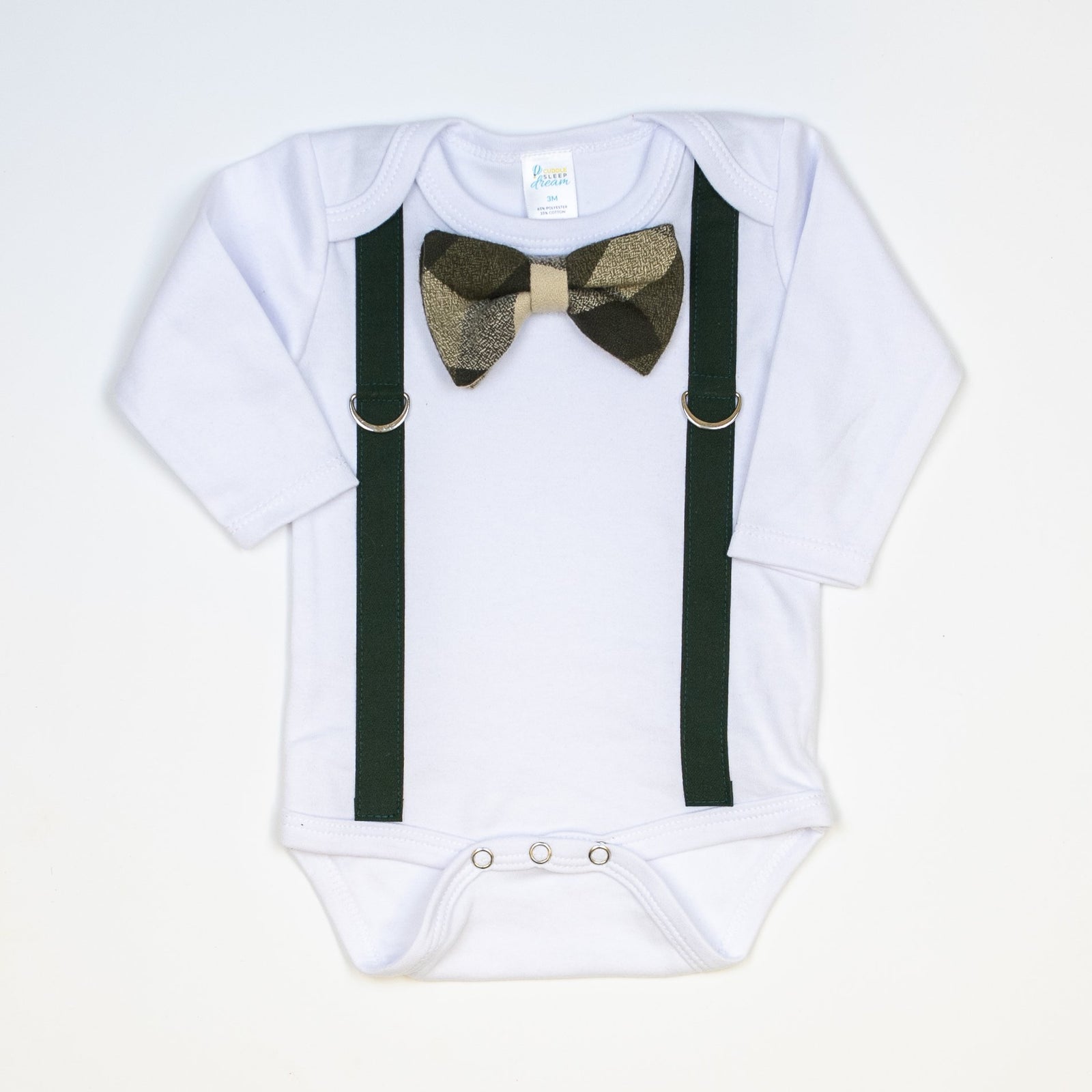Cuddle Sleep Dream Oh Snap Forest Suspender | Olive & Brown Plaid Bow Tie