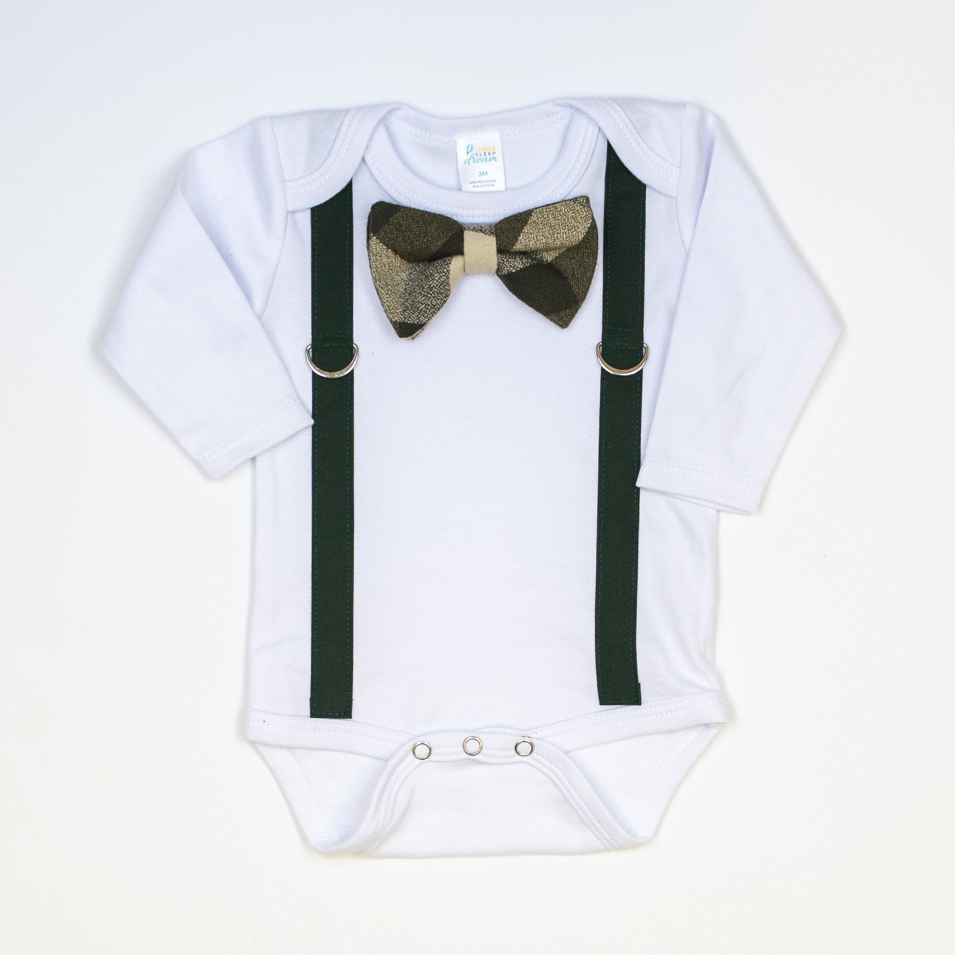 Cuddle Sleep Dream Oh Snap Forest Suspender | Olive & Brown Plaid Bow Tie