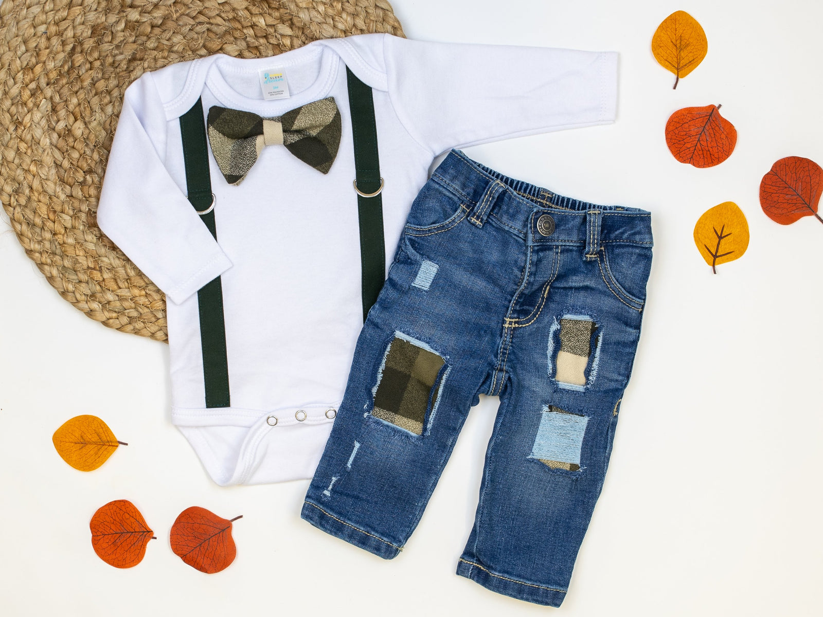 Cuddle Sleep Dream Oh Snap Forest Suspender | Olive & Brown Plaid Bow Tie