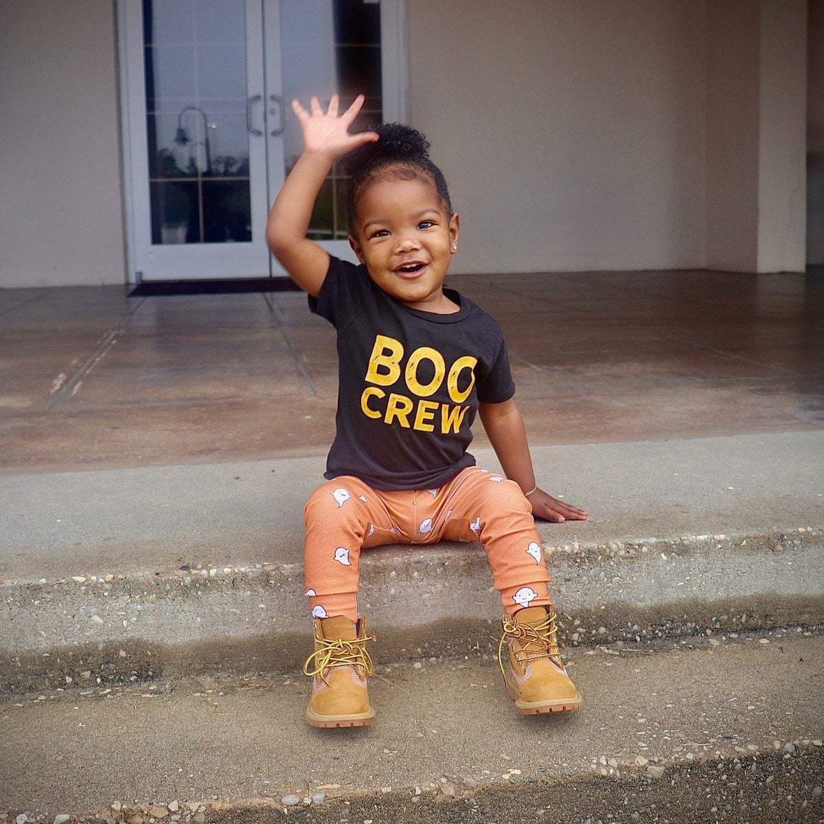 Cuddle Sleep Dream Leggings Ghosts on Orange Leggings