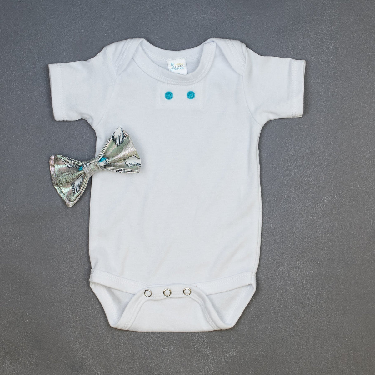 Cuddle Sleep Dream Bowtie Bodysuit Ghosts on Silver Bowtie Bodysuit