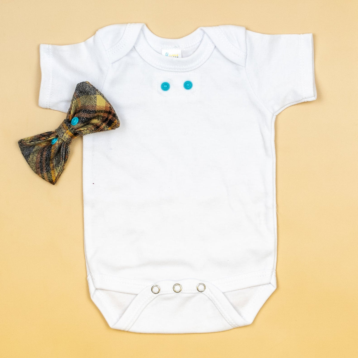 Cuddle Sleep Dream Bowtie Bodysuit Gray/Rust Flannel Plaid Bowtie Bodysuit