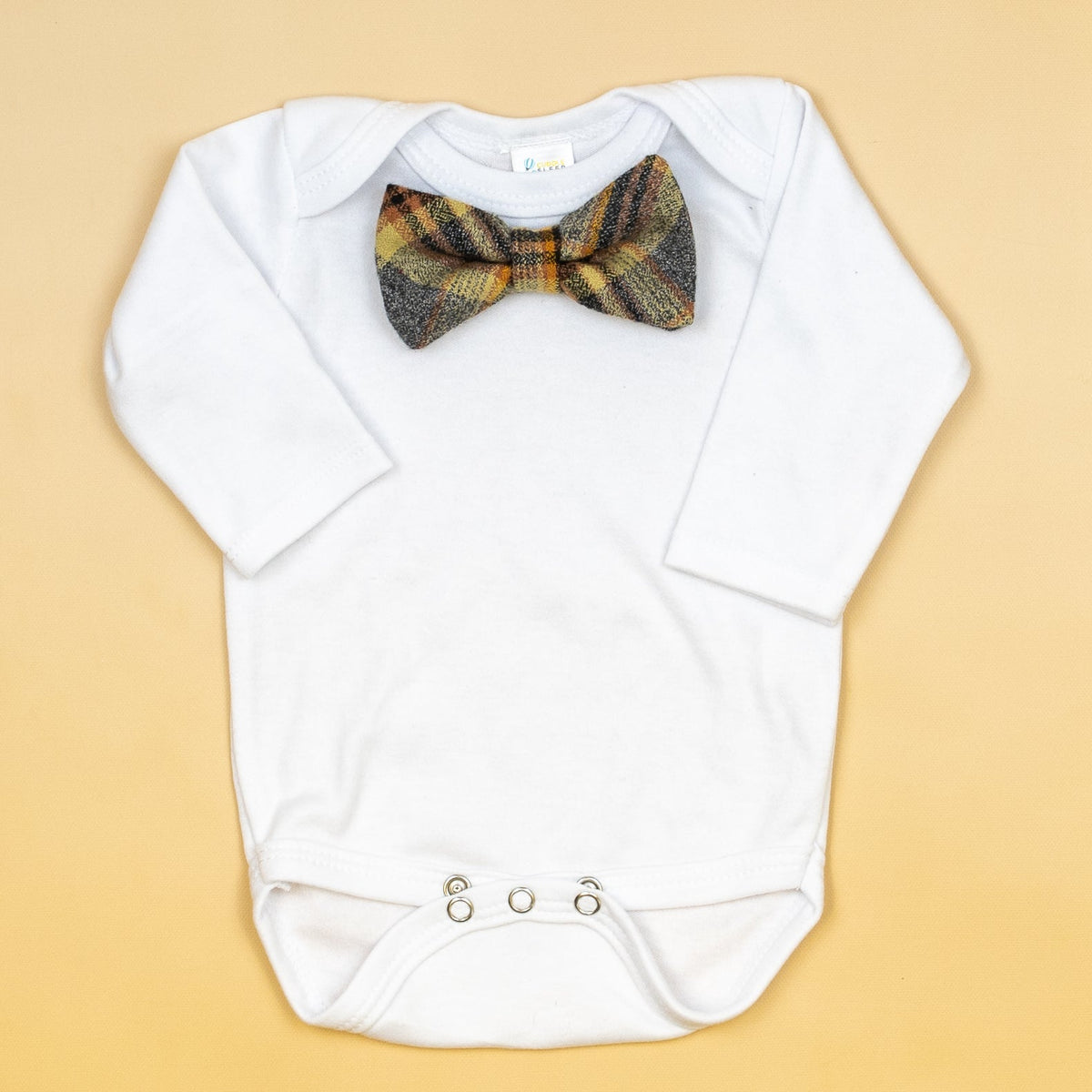 Cuddle Sleep Dream Bowtie Bodysuit Gray/Rust Flannel Plaid Bowtie Bodysuit