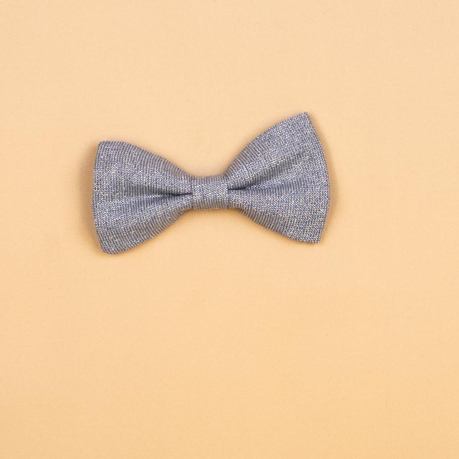 Cuddle Sleep Dream Ties Silver Shimmer Bow Gray Snap-On Tie