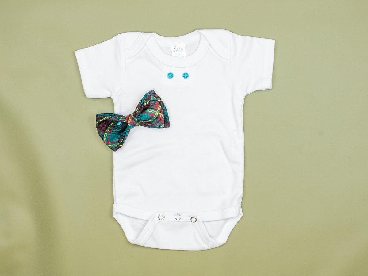 Cuddle Sleep Dream Bowtie Bodysuit Green Flannel Plaid Bowtie Bodysuit