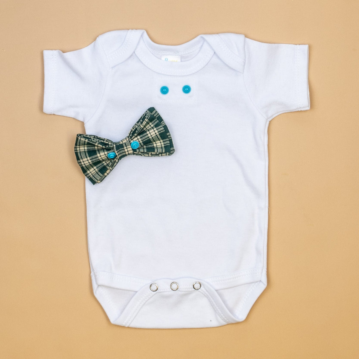 Cuddle Sleep Dream Bowtie Bodysuit Green Homespun Plaid (22-05) Bowtie Bodysuit