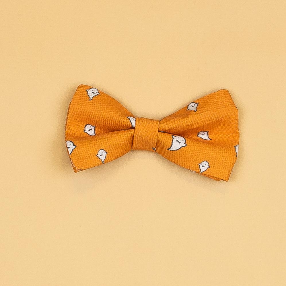 Cuddle Sleep Dream Ties Ghost on Orange Bow Halloween Snap-On Tie