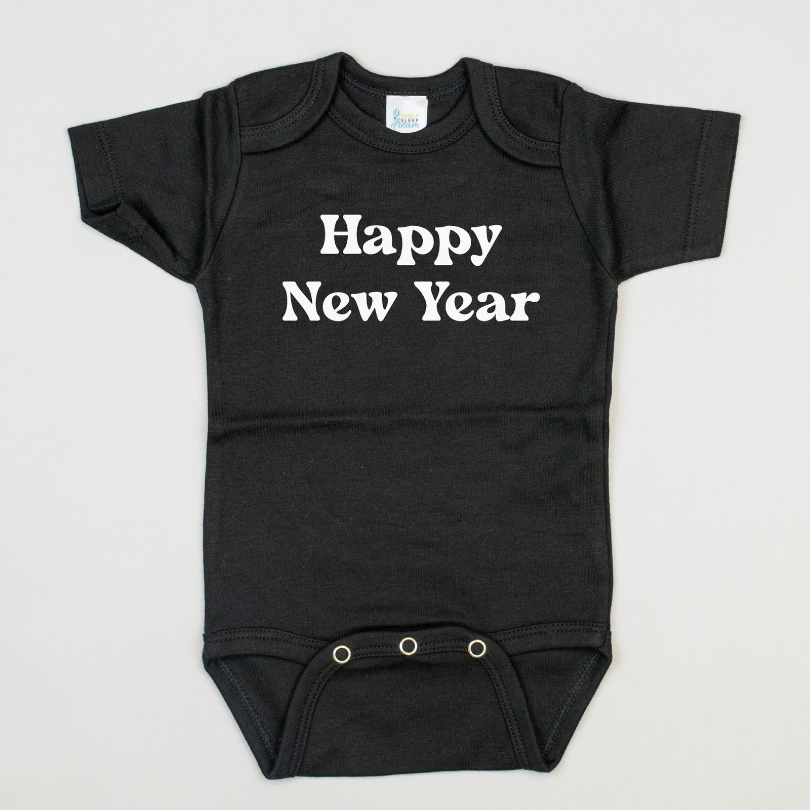 Cuddle Sleep Dream Happy New Year | Black Bodysuit