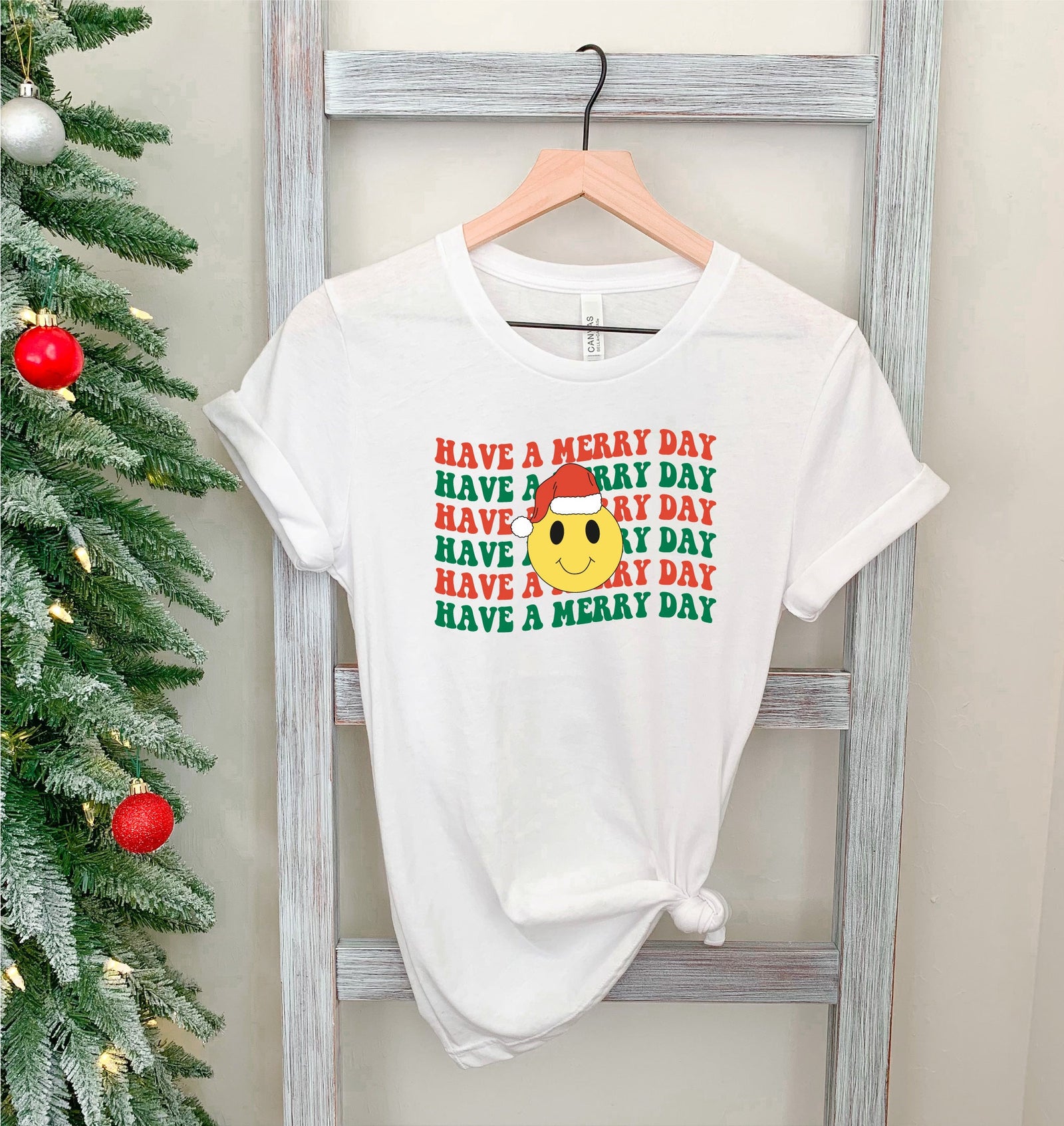 Cuddle Sleep Dream Adult Tees Have a Happy Christmas | Adult White Tshirt Short Sleeve