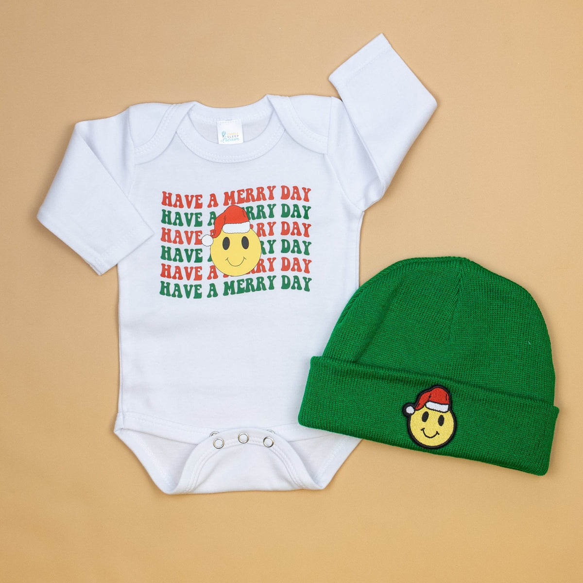 Cuddle Sleep Dream Have a Happy Christmas Smiley | White Bodysuit