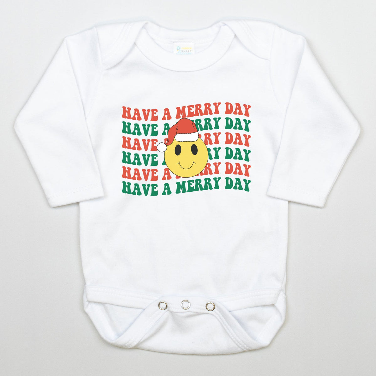 Cuddle Sleep Dream Have a Happy Christmas Smiley | White Bodysuit