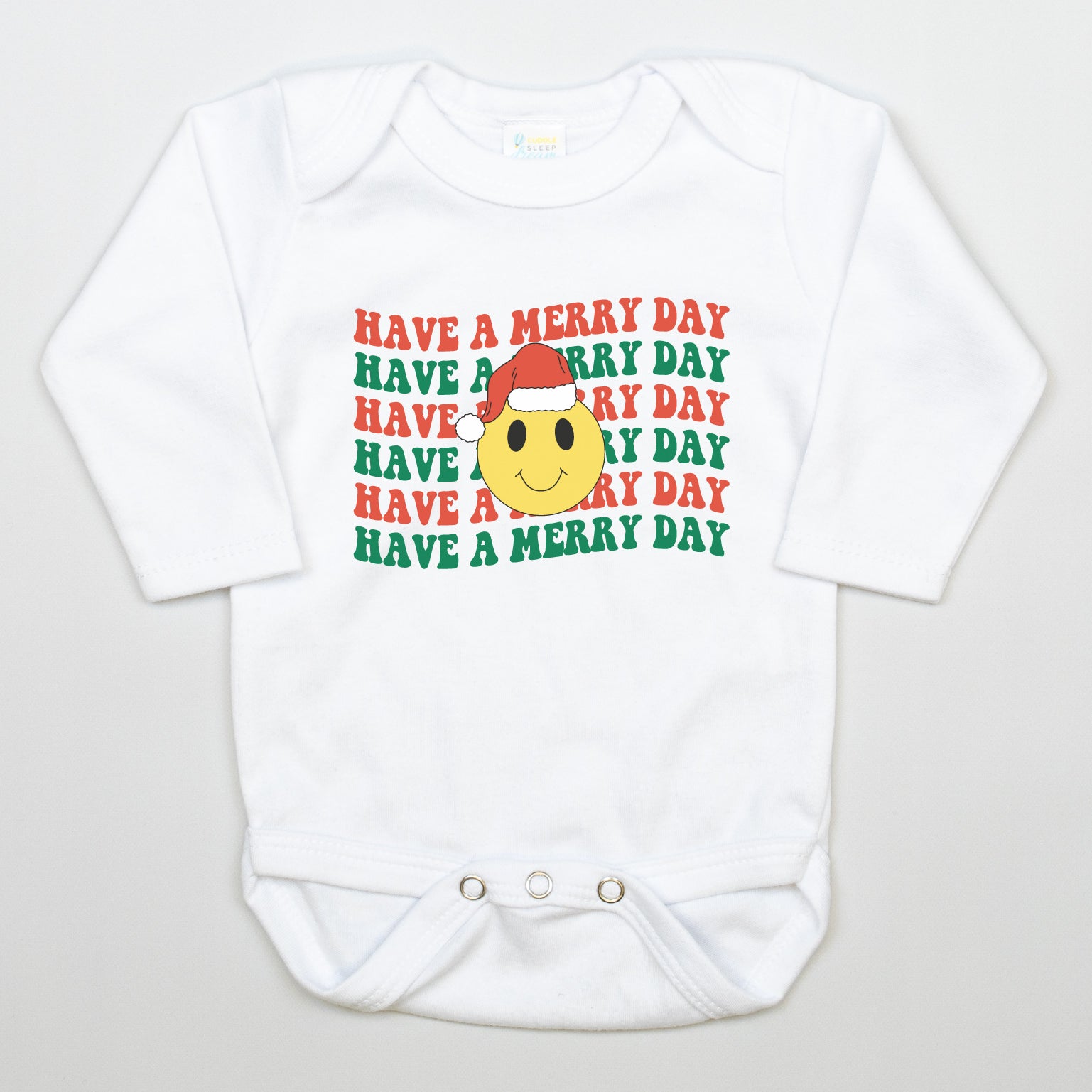 Cuddle Sleep Dream Have a Happy Christmas Smiley | White Bodysuit