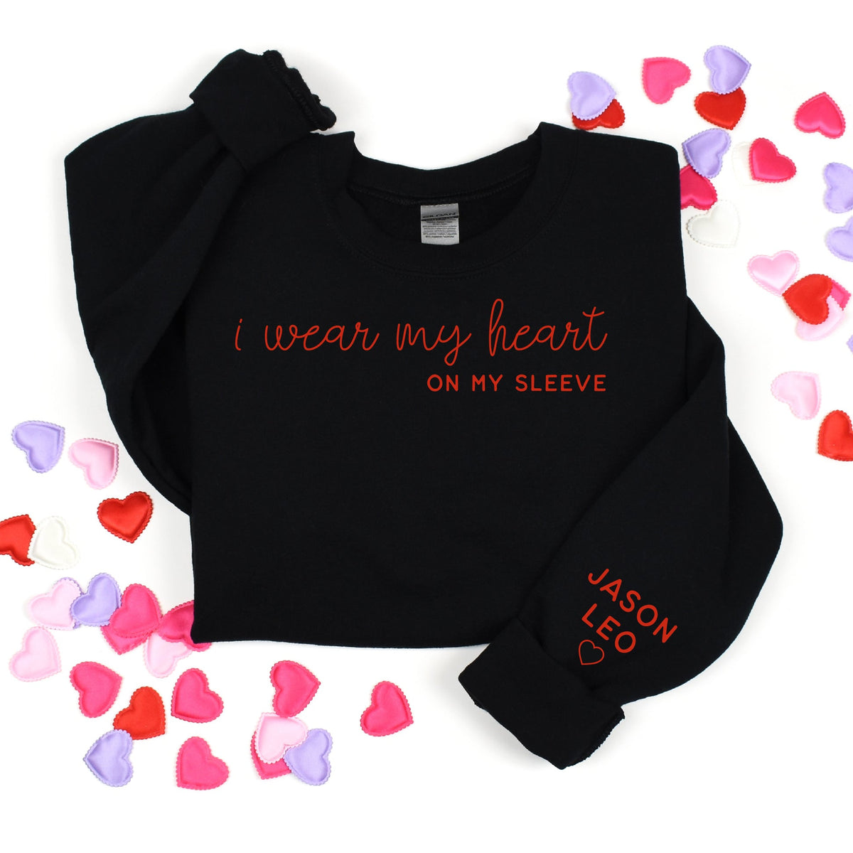 Cuddle Sleep Dream Heart on My Sleeve | Black Sweatshirt
