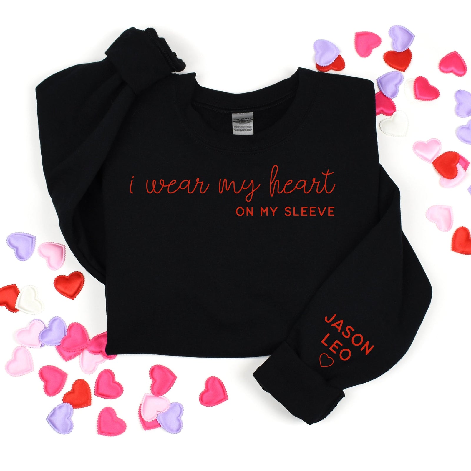 Cuddle Sleep Dream Heart on My Sleeve | Black Sweatshirt