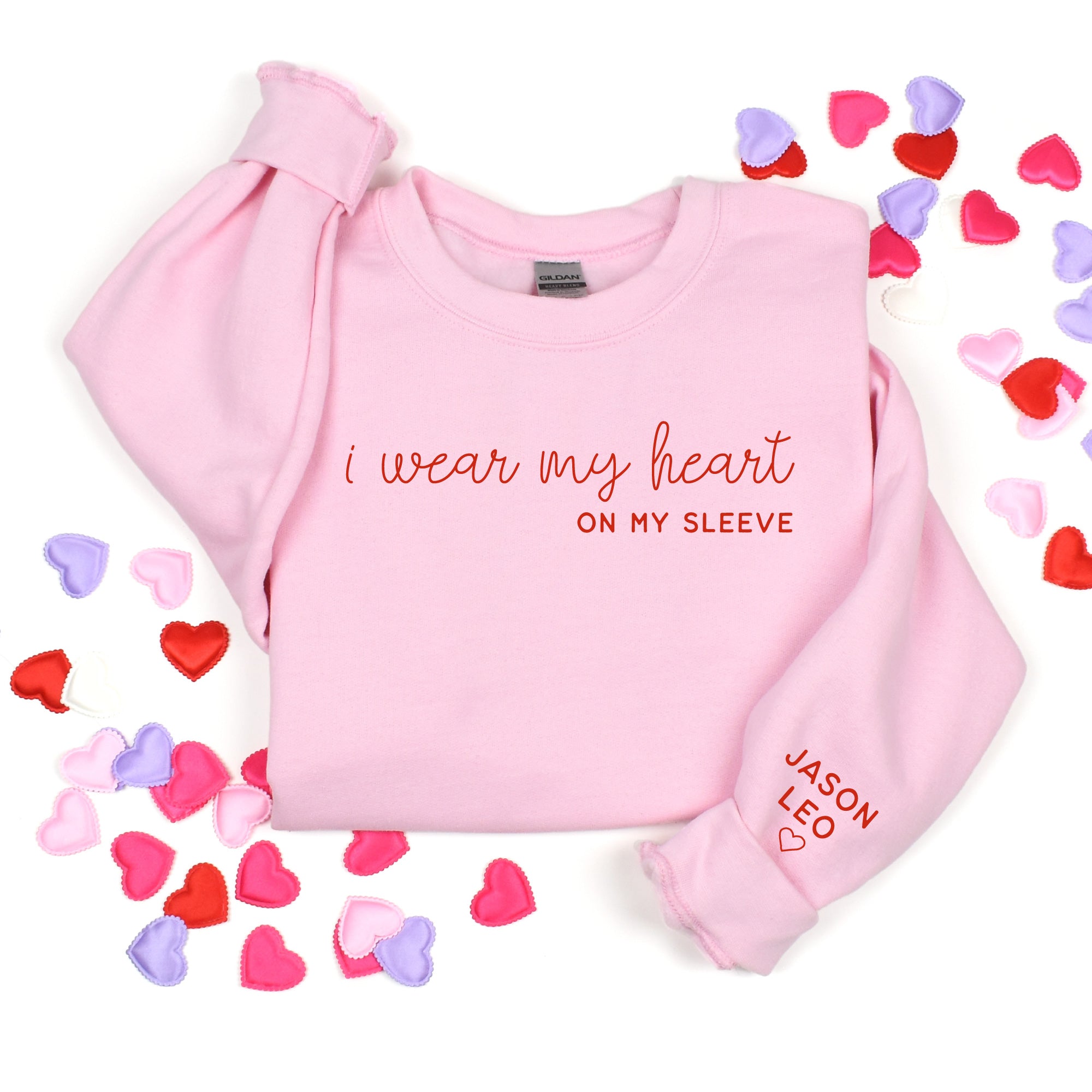 Cuddle Sleep Dream Heart on My Sleeve | Pink Sweatshirt