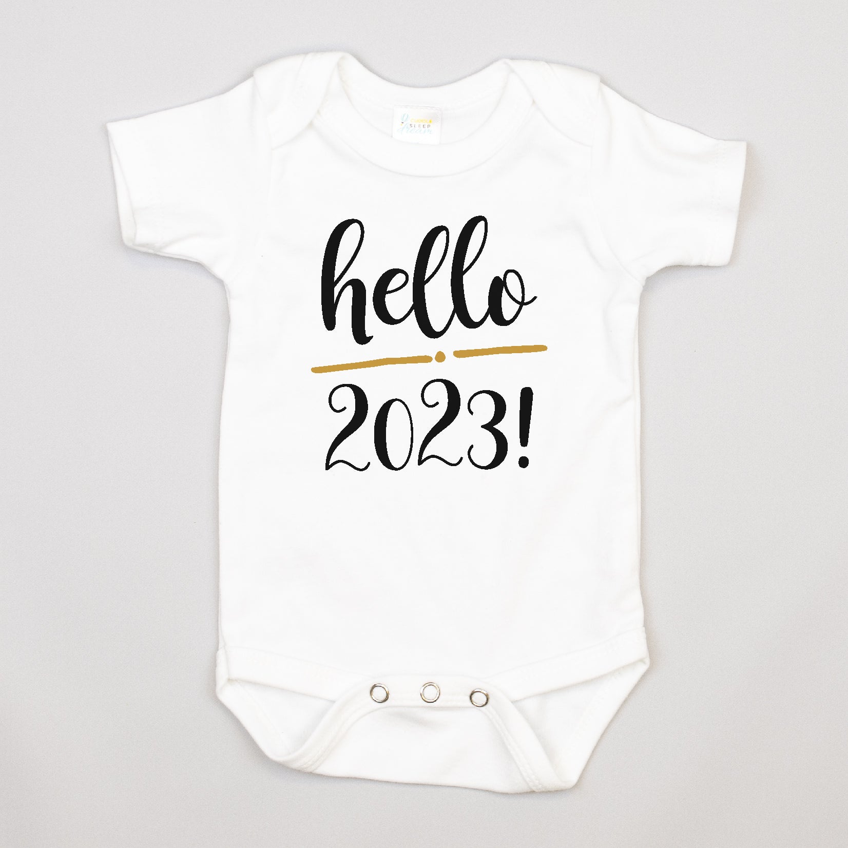 Cuddle Sleep Dream Newborn Long Sleeve Hello 2023 | White Bodysuit