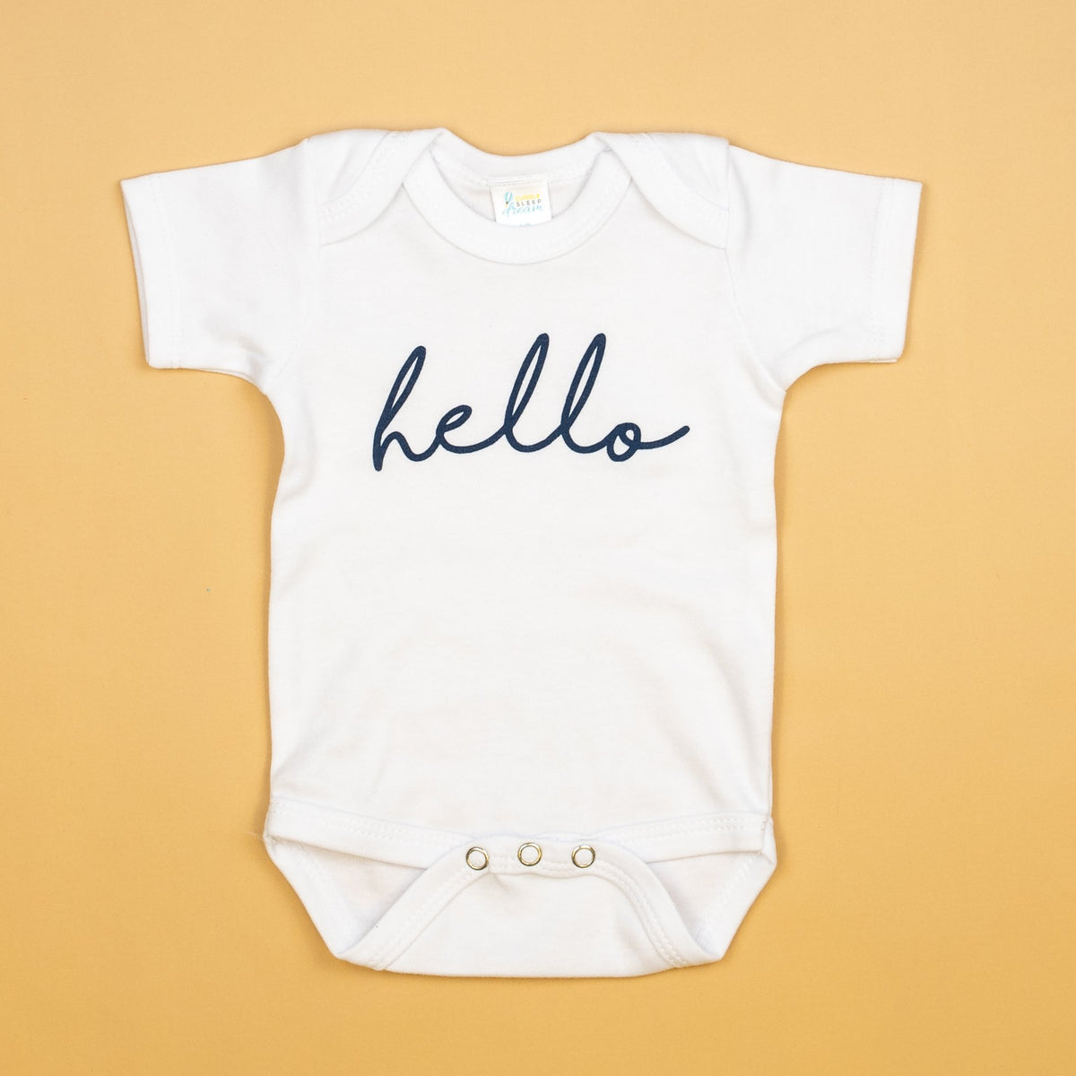 Cuddle Sleep Dream Newborn Short Sleeve Hello Bodysuit | Navy Writing
