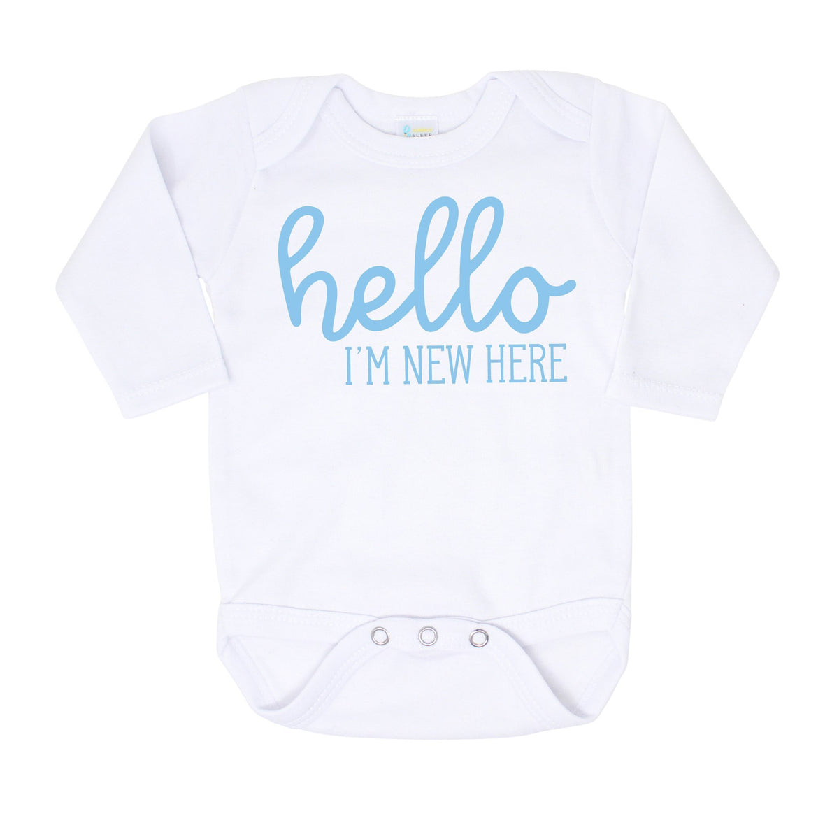 Cuddle Sleep Dream Hello I&#39;m New Here Onesie | Light Blue