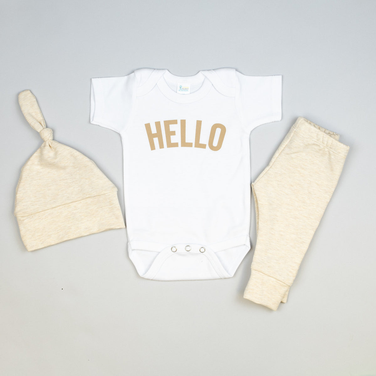 Cuddle Sleep Dream Hello in Tan Block Bodysuit