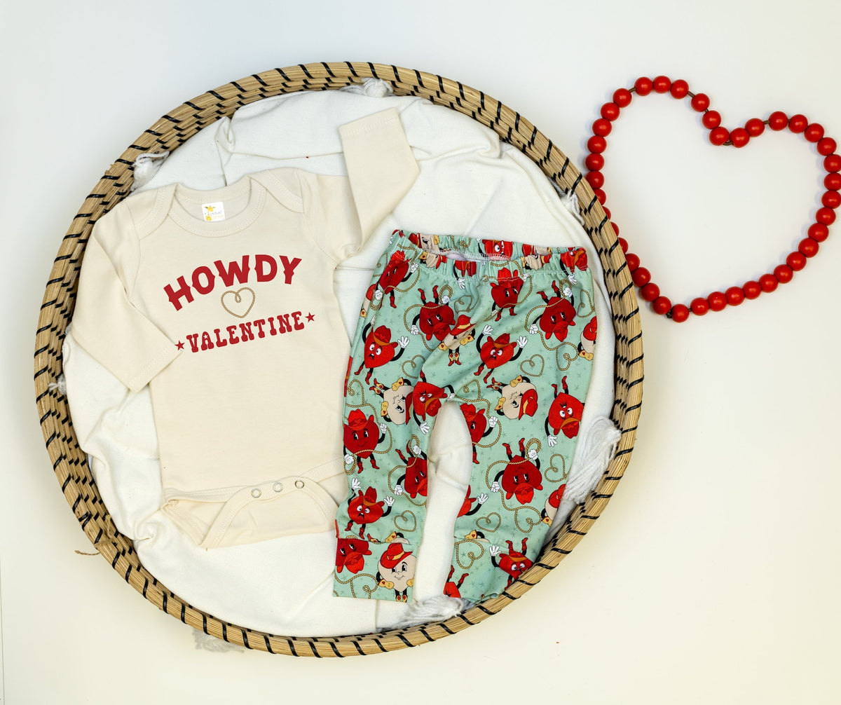 Cuddle Sleep Dream Baby One-Pieces Howdy Valentine | Natural Bodysuit