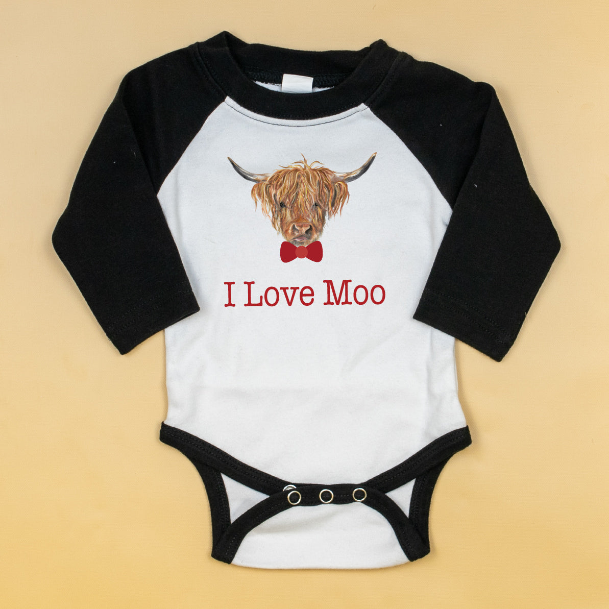 Cuddle Sleep Dream I Love Moo | Black Raglan Bodysuit