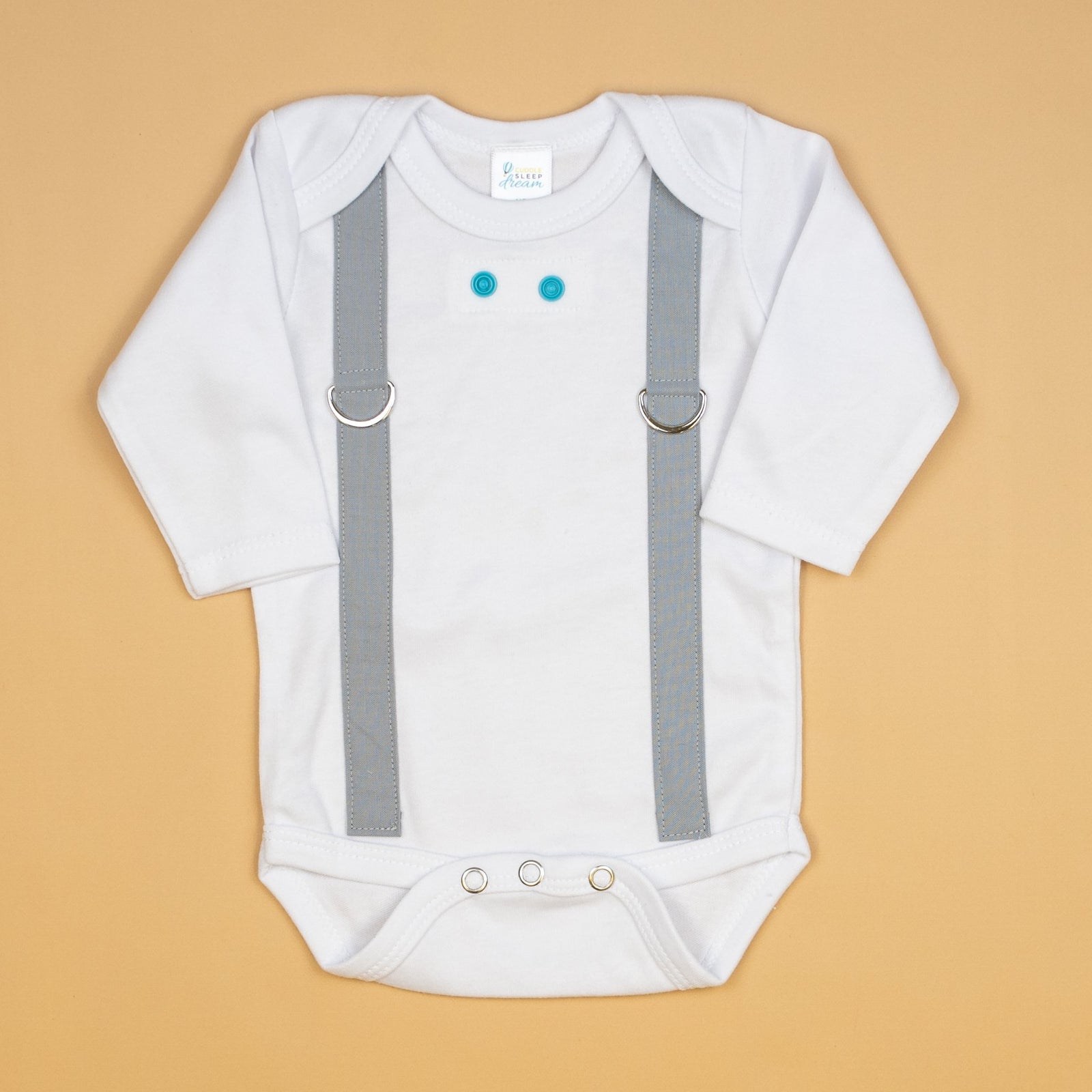 Cuddle Sleep Dream Oh Snap Light Gray Suspenders - Bodysuit or Tshirt