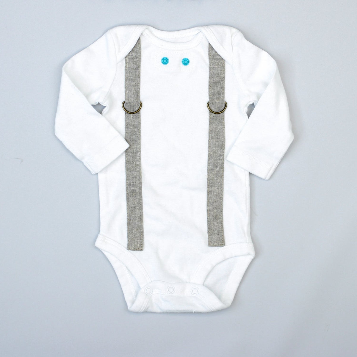 Cuddle Sleep Dream Oh Snap Linen (Natural) Suspenders - Onesie or Tshirt
