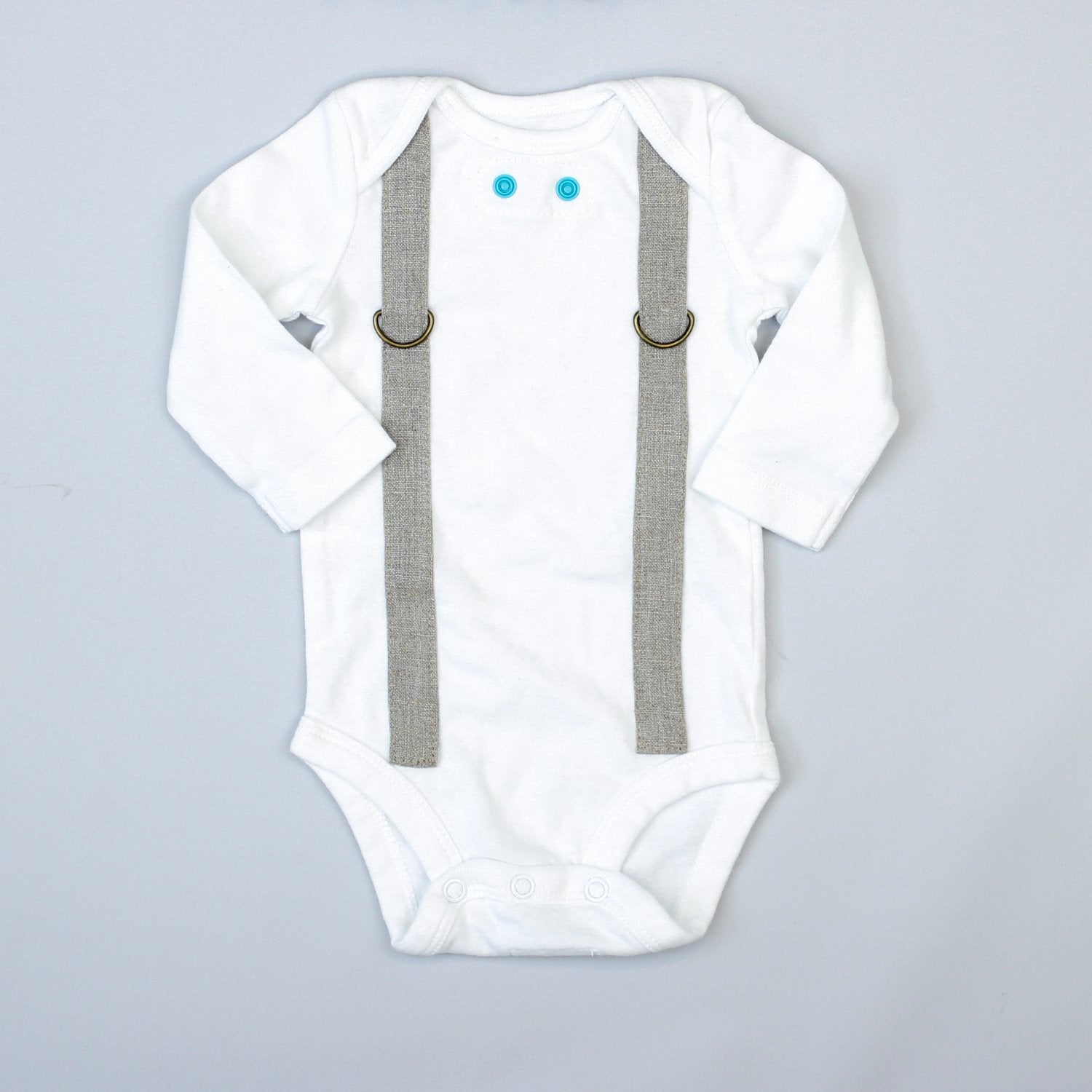 Cuddle Sleep Dream Oh Snap Linen (Natural) Suspenders - Onesie or Tshirt