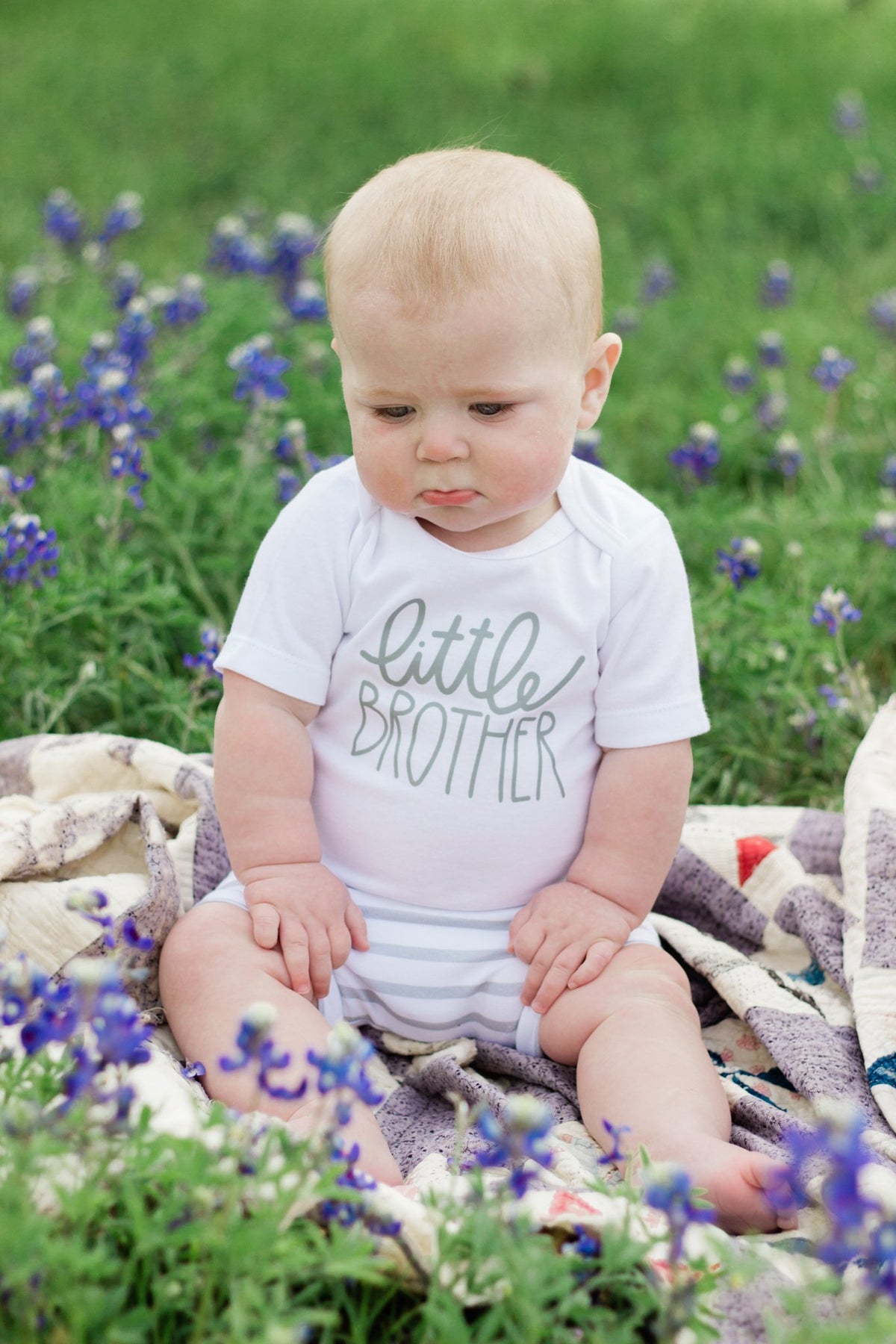 Cuddle Sleep Dream Little Brother Onesie | Script, Light Gray