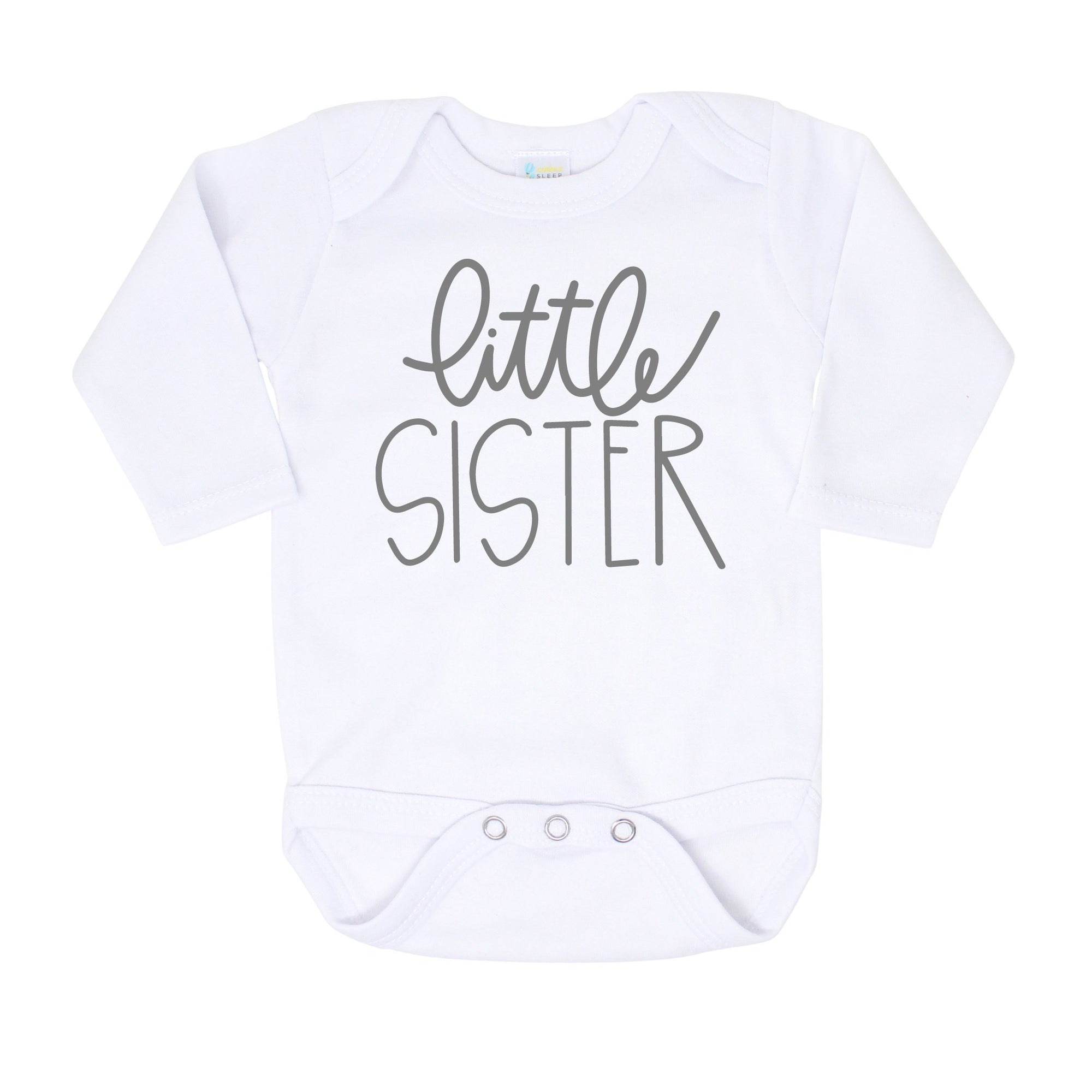 Cuddle Sleep Dream Little Sister Onesie - Script - Light Gray
