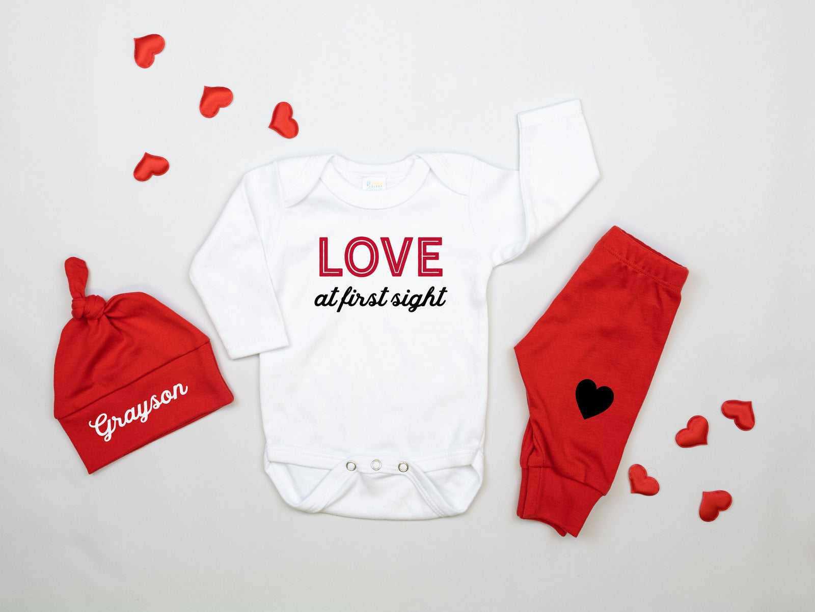 Cuddle Sleep Dream Love at First Sight | White Onesie | RED & Black Writing