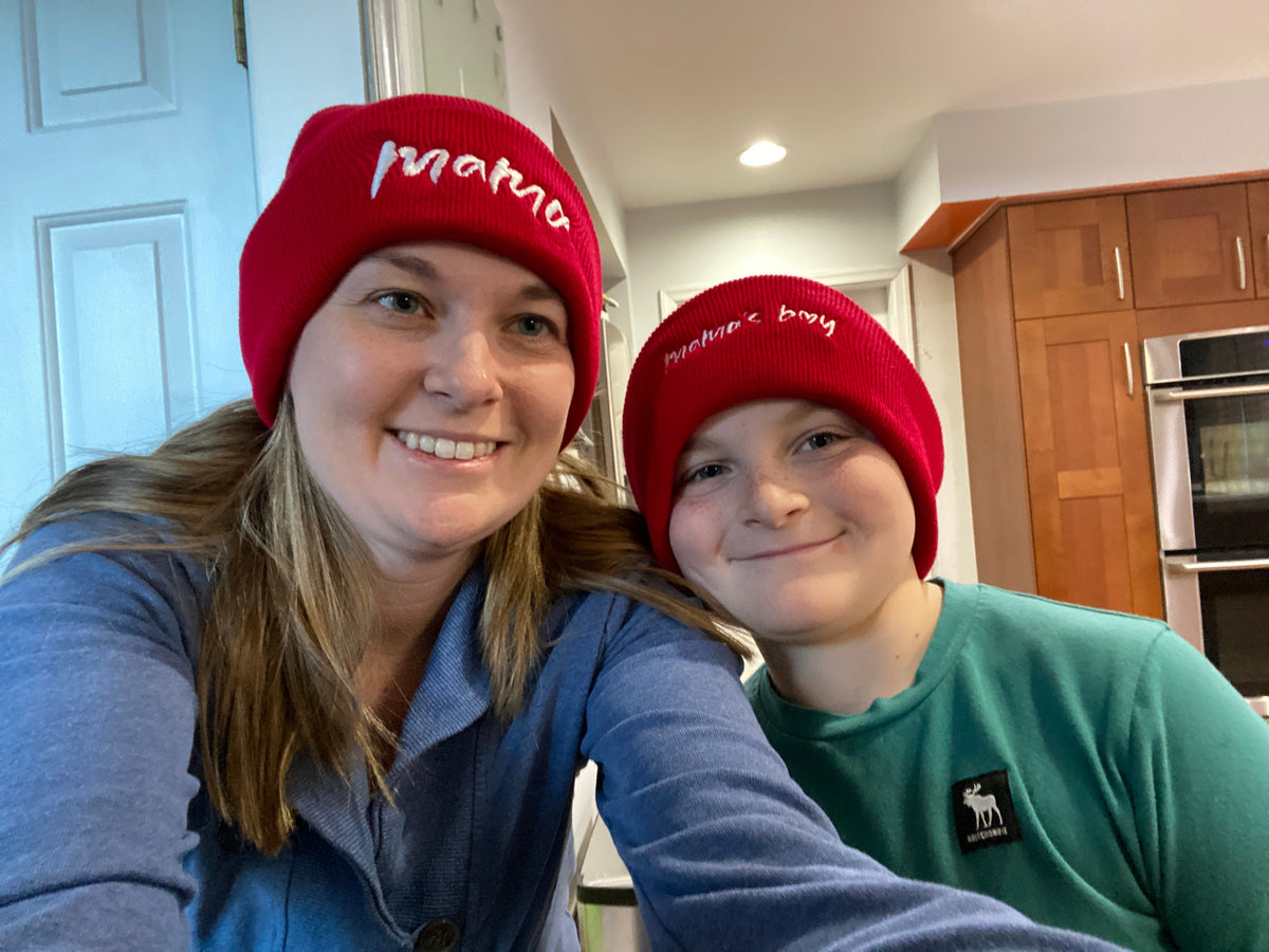 Cuddle Sleep Dream Mama | Red Knit Beanie