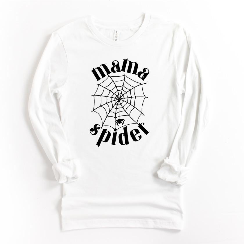 Cuddle Sleep Dream Adult Tees Mama Spider | Full Design | White Tshirt Long Sleeve