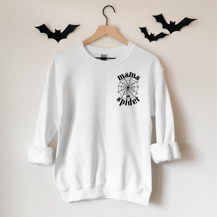 Cuddle Sleep Dream Adult Tees Mama Spider | Pocket | White Sweatshirt