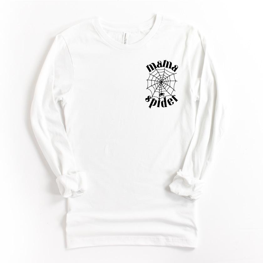 Cuddle Sleep Dream Adult Tees Mama Spider | Pocket | White Tshirt Long Sleeve