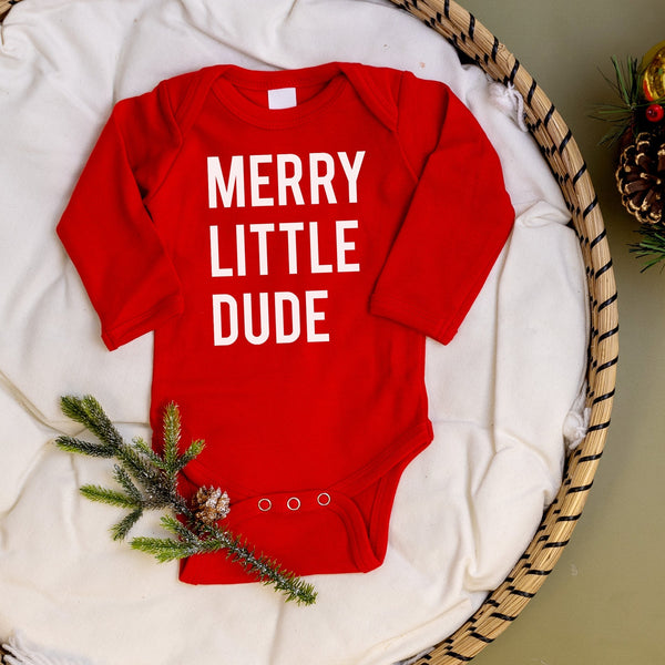Merry Little Dude Red Bodysuit Cuddle Sleep Dream