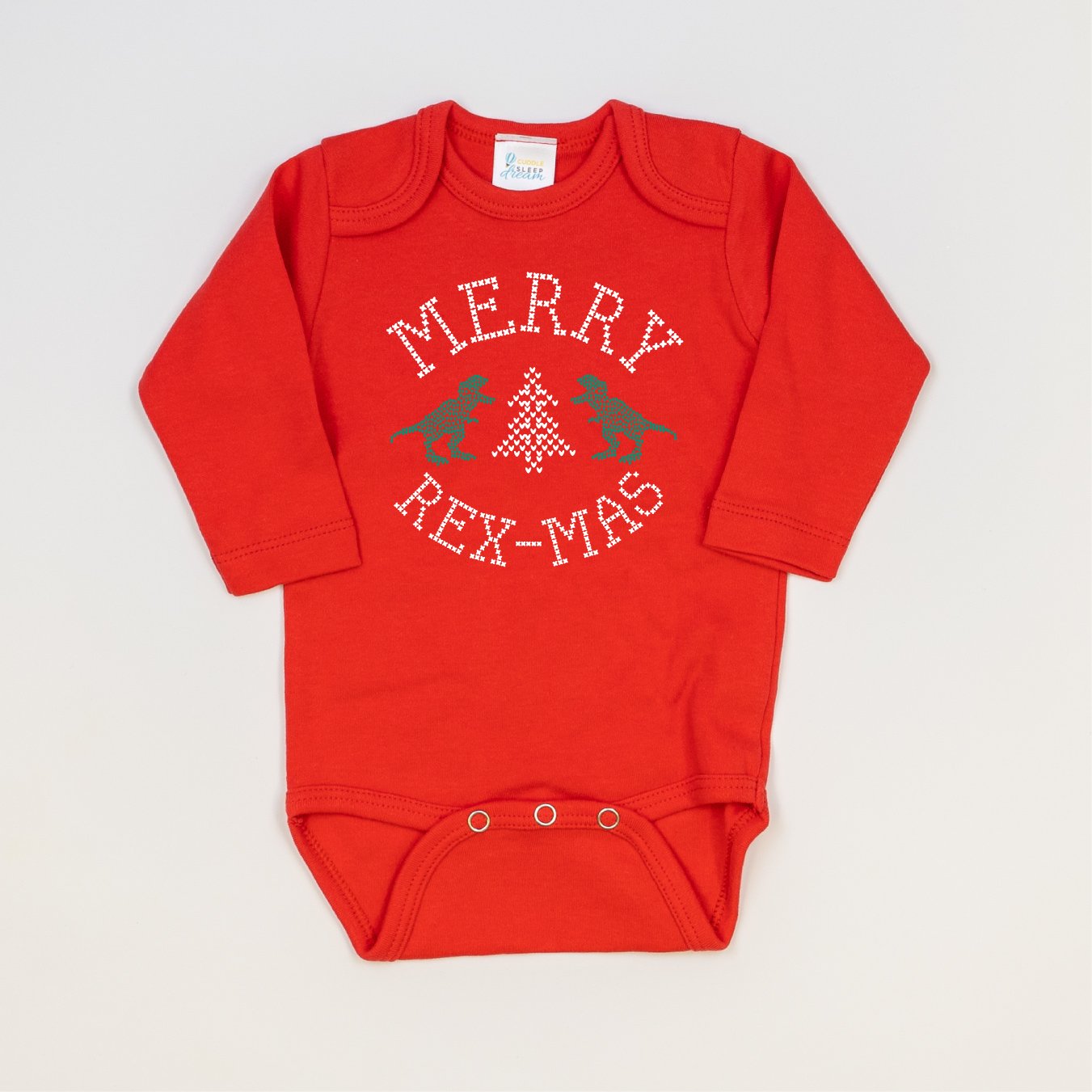 Cuddle Sleep Dream Merry Rex-Mas | Christmas Dinosaur Bodysuit