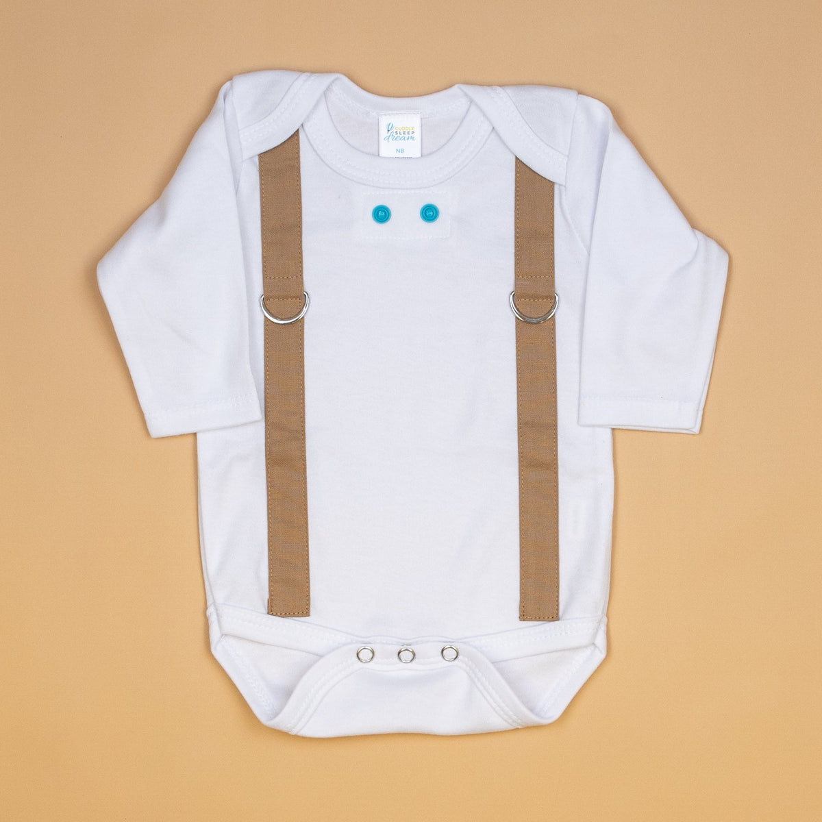 Cuddle Sleep Dream Oh Snap Mocha Suspenders - Bodysuit or Tshirt