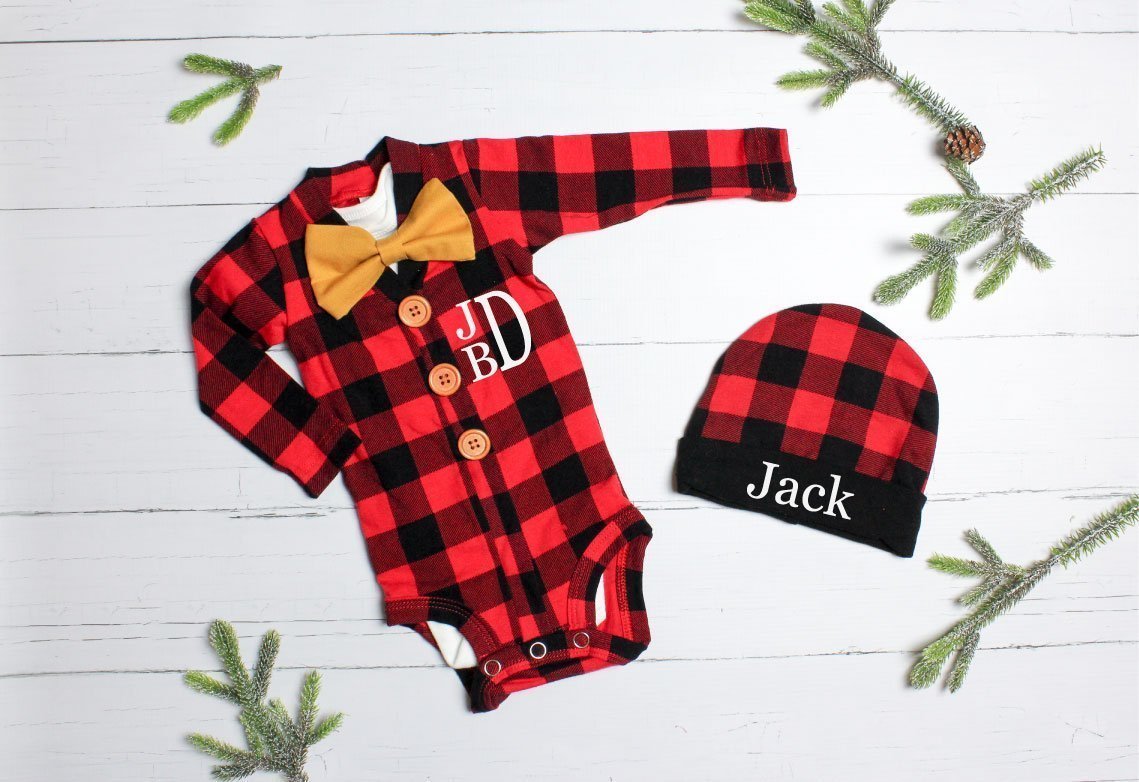 Cuddle Sleep Dream Cardigan Monogrammed Cardisuit Bundle | Buffalo Plaid