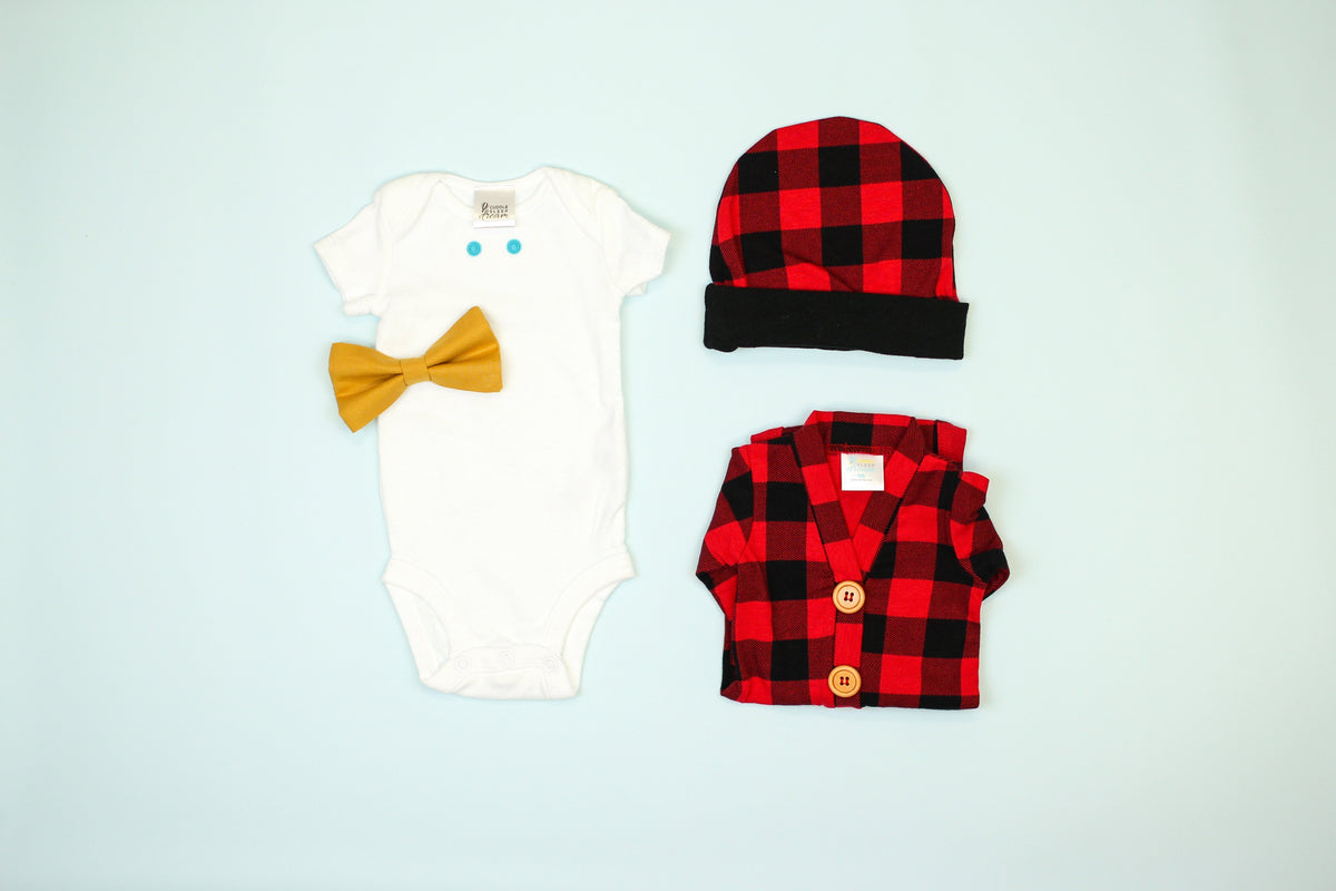 Cuddle Sleep Dream Cardigan Monogrammed Cardisuit Bundle | Buffalo Plaid