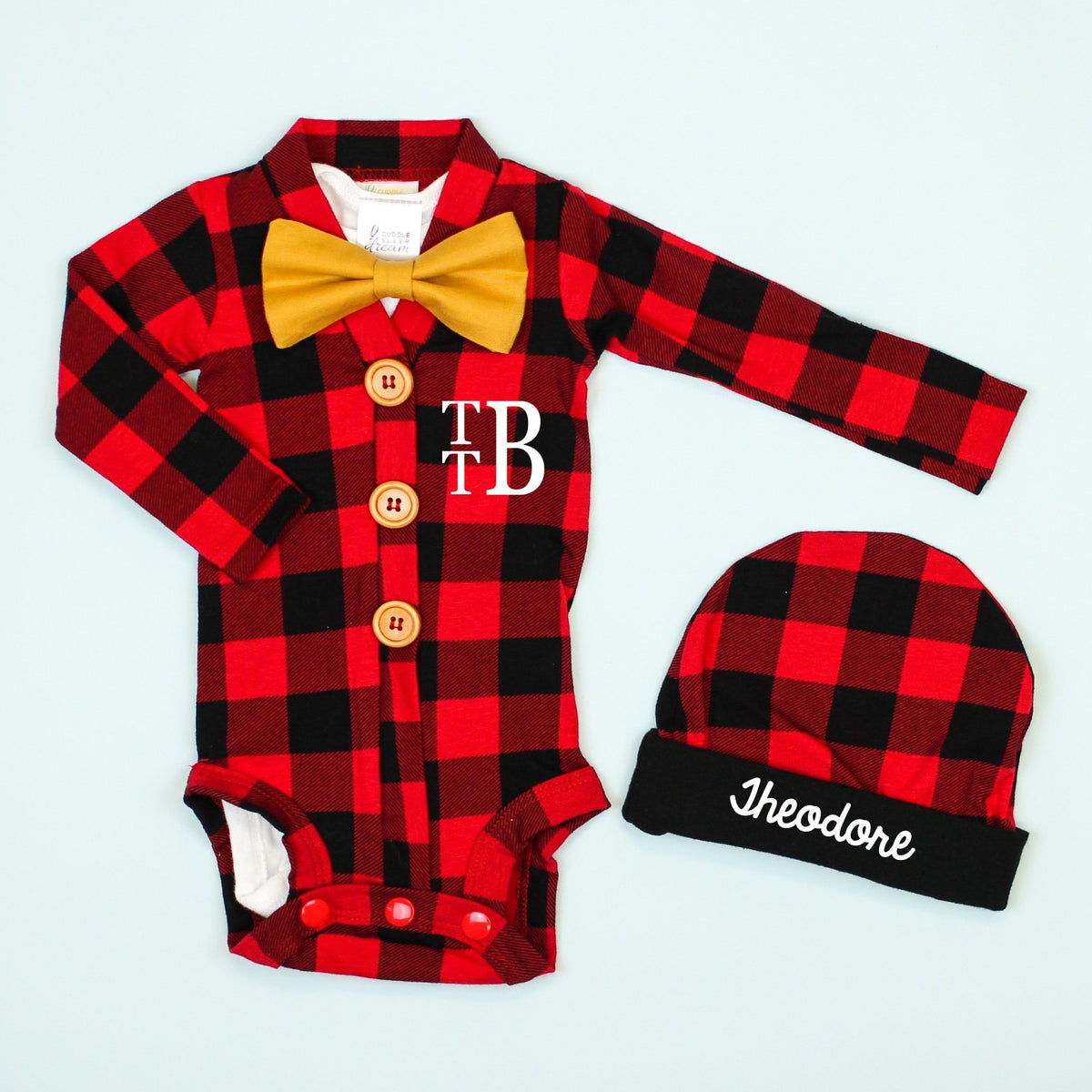 Cuddle Sleep Dream Cardigan Monogrammed Cardisuit Bundle | Buffalo Plaid