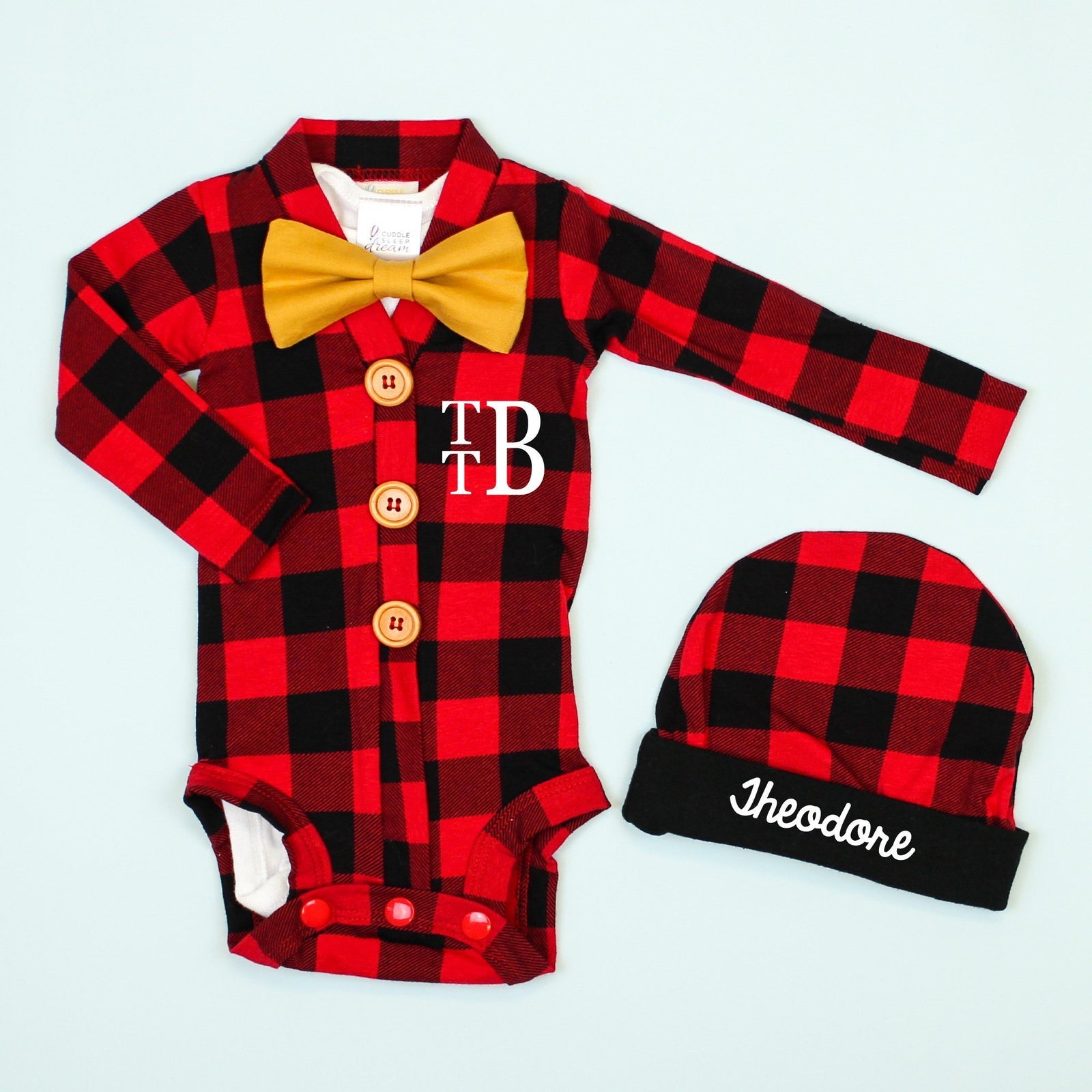 Cuddle Sleep Dream Cardigan Monogrammed Cardisuit Bundle | Buffalo Plaid
