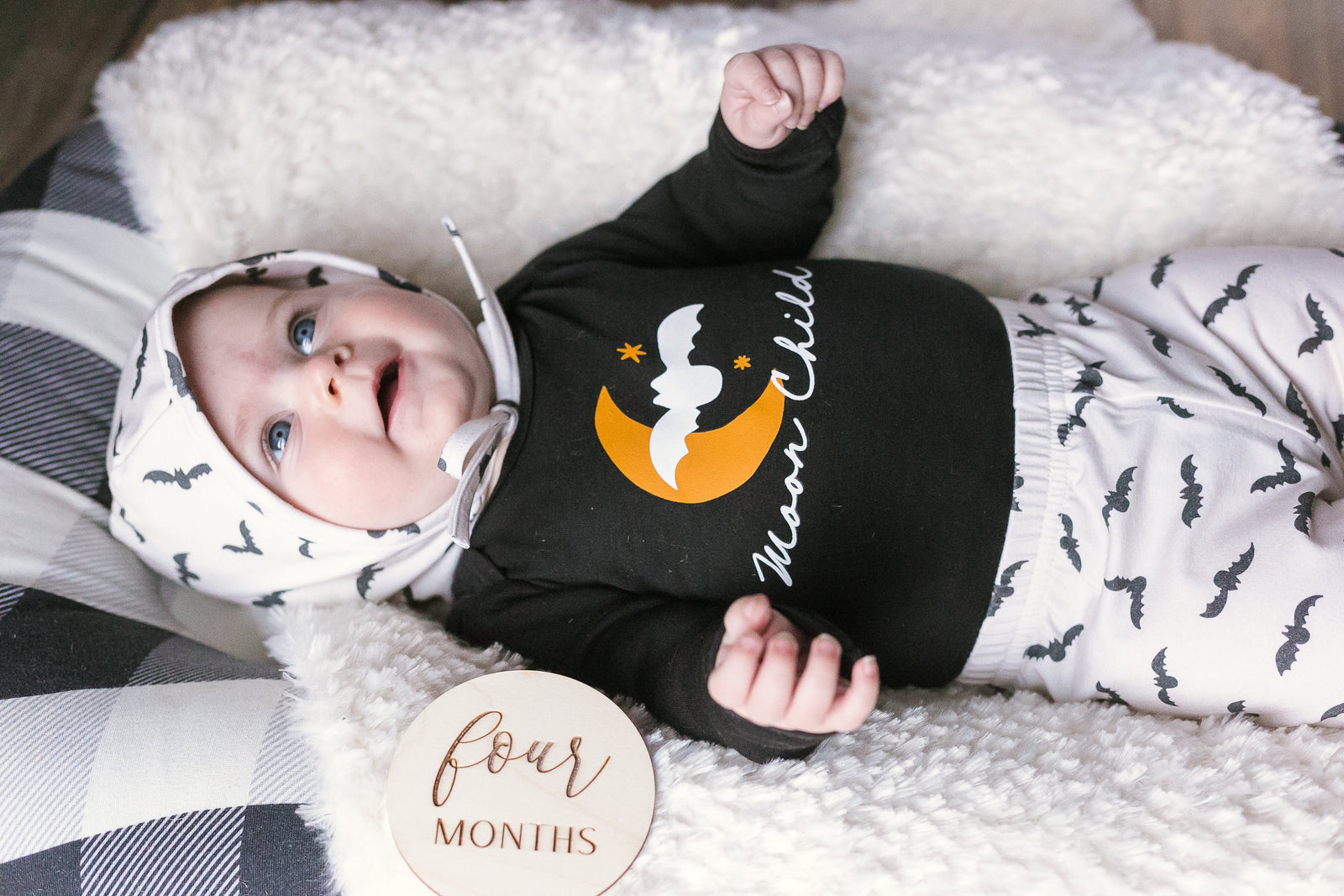 Cuddle Sleep Dream Moon Child | Black Long Sleeve Onesie