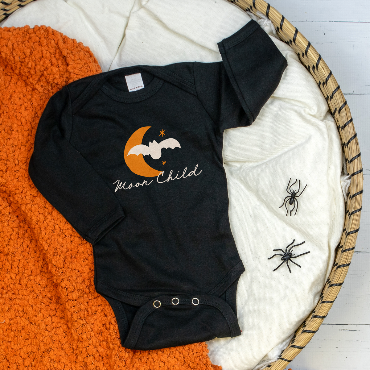 Cuddle Sleep Dream Moon Child | Black Long Sleeve Onesie