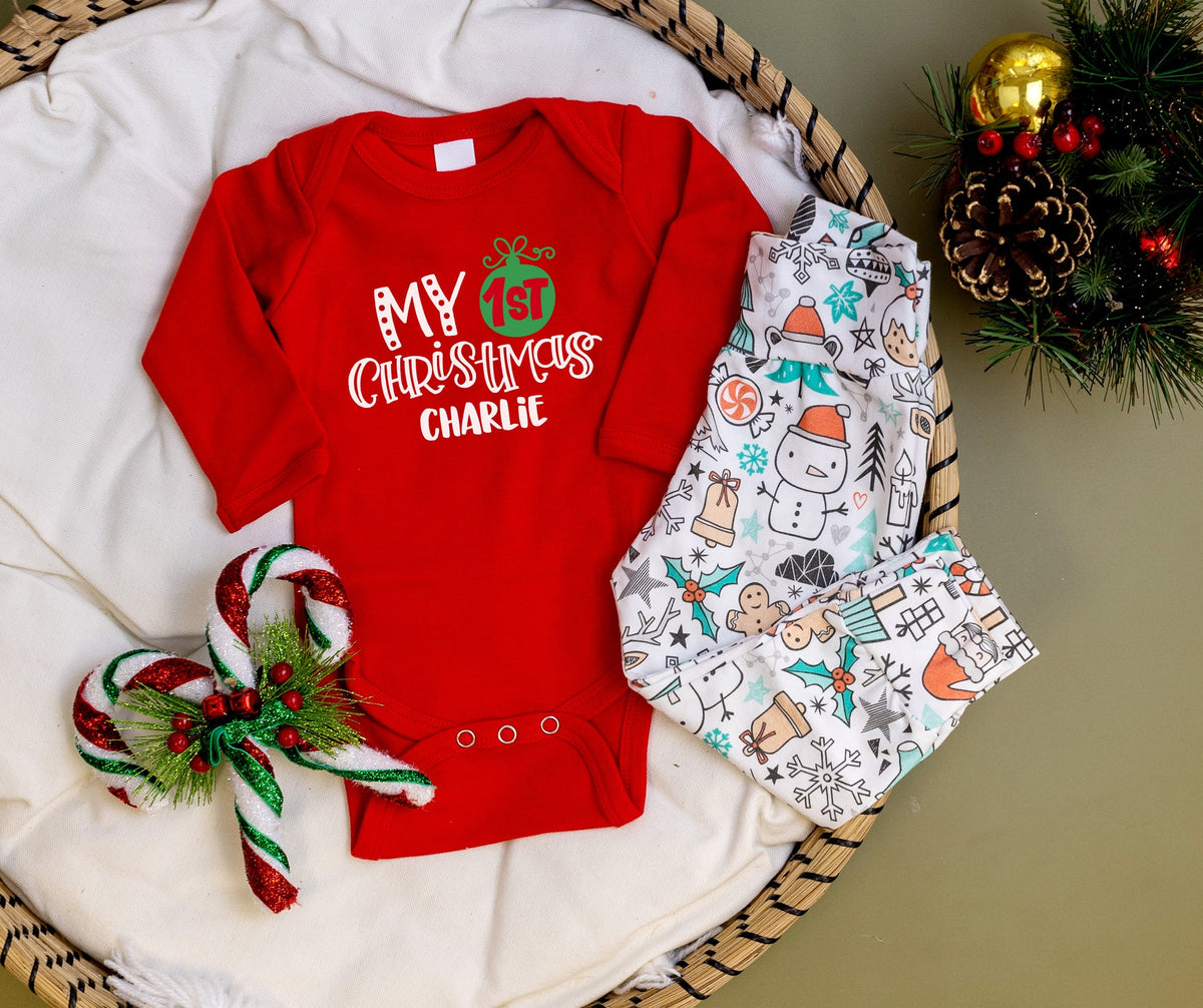 Cuddle Sleep Dream My 1st Christmas | Red Bodysuit