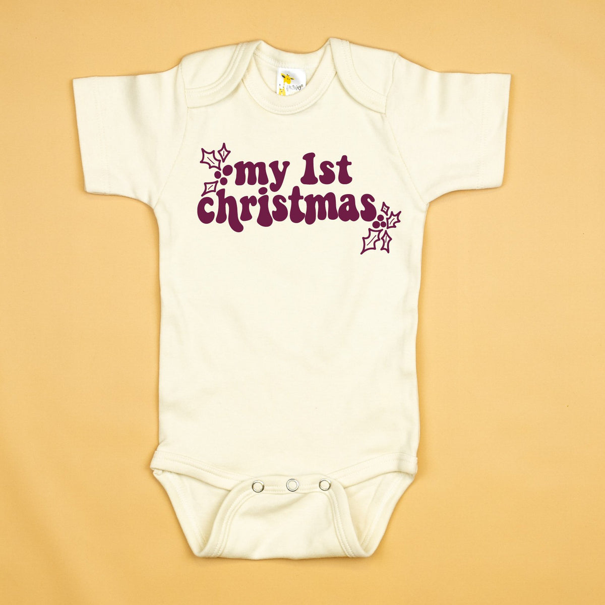 Cuddle Sleep Dream 0-3m Short Sleeve (Natural) My First Christmas | Retro Style